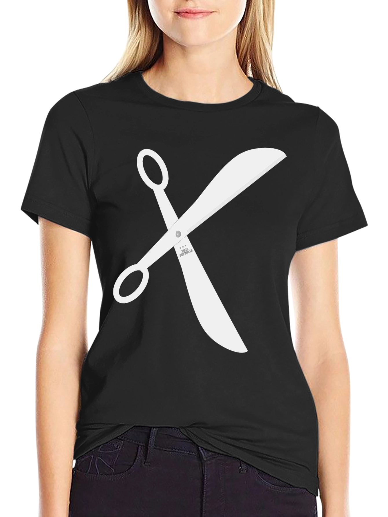 Scissors Graphic Tee - Black Casual T-Shirt