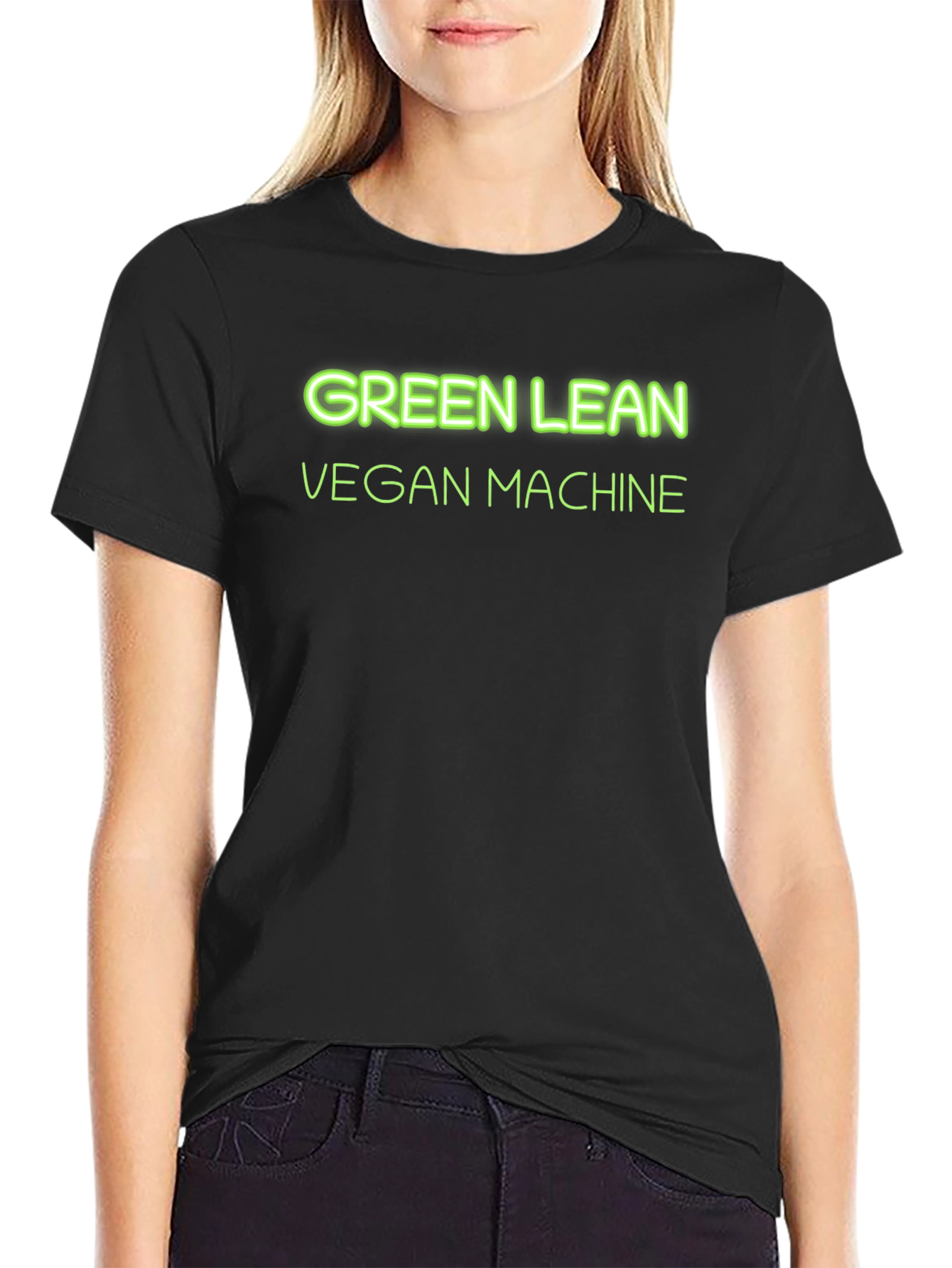 Green Lean Vegan Machine Black T-Shirt