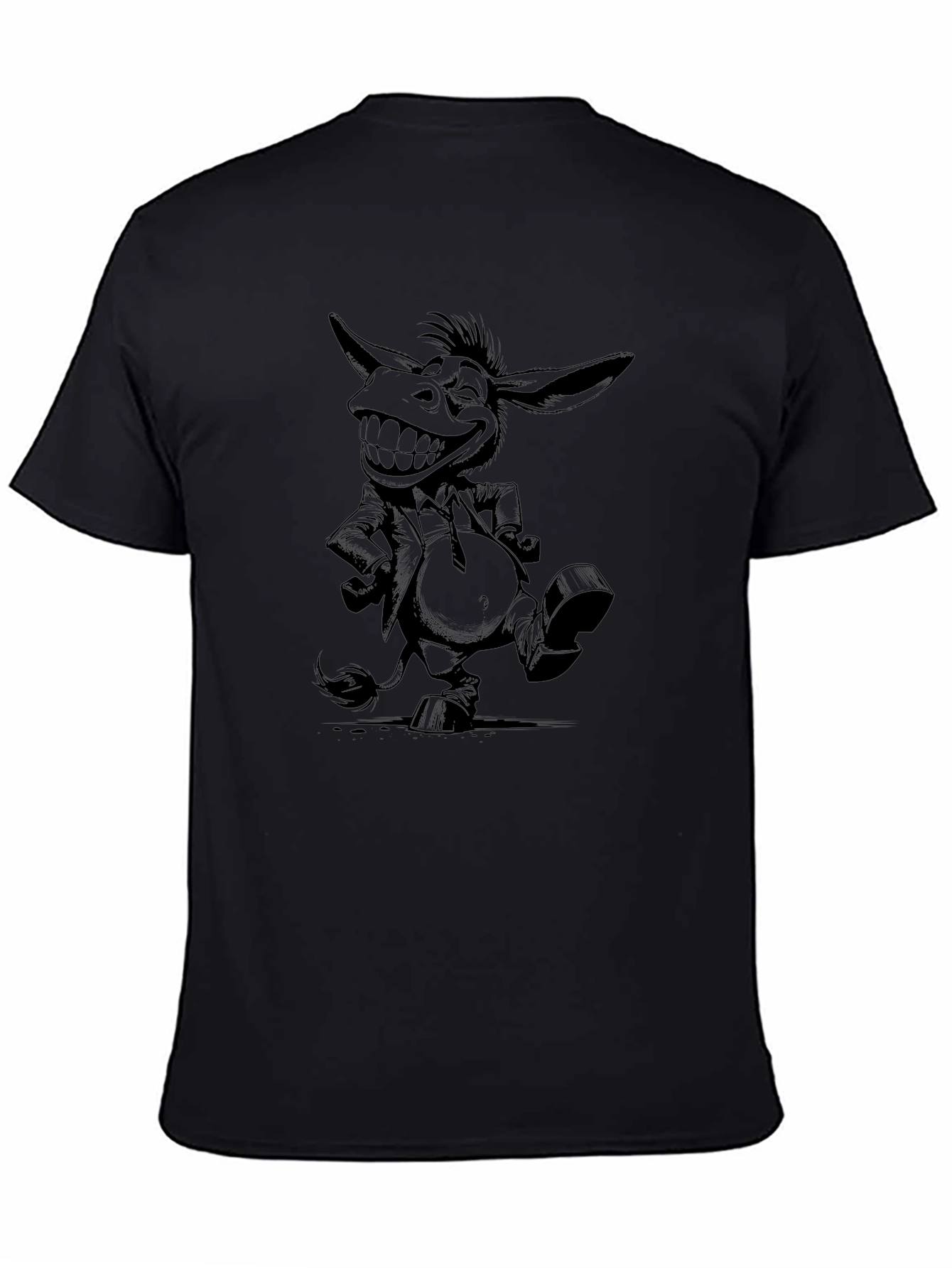 Black T-Shirt with Donkey Suit Graphic