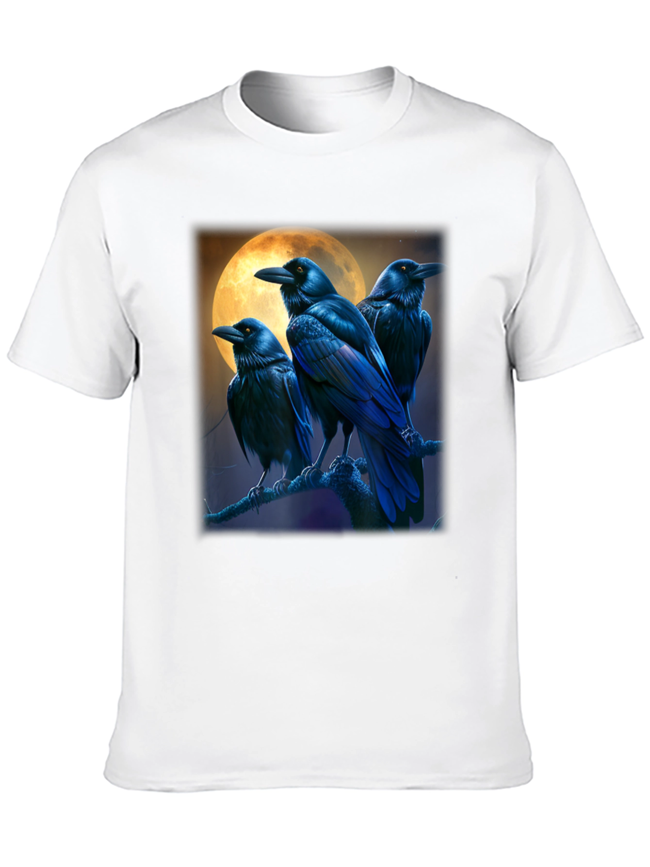 Raven Moon Graphic Tee - Black Cotton T-Shirt