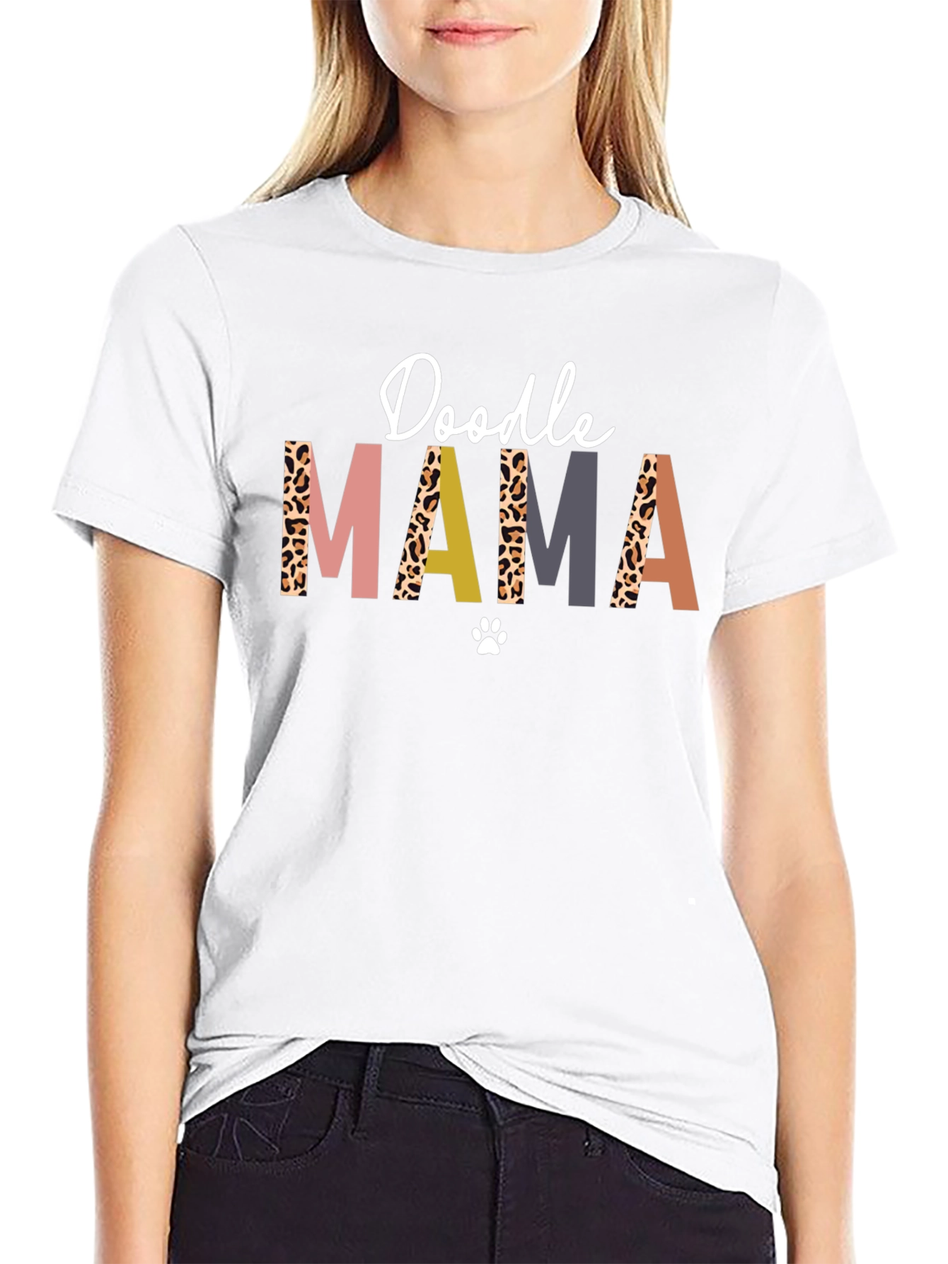 Doodle Mama T-Shirt - Leopard Print