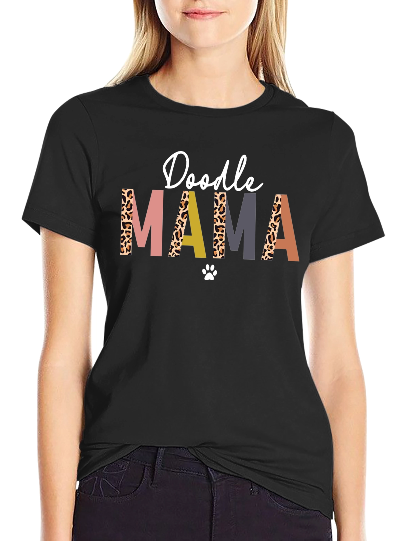 Doodle Mama T-Shirt - Leopard Print