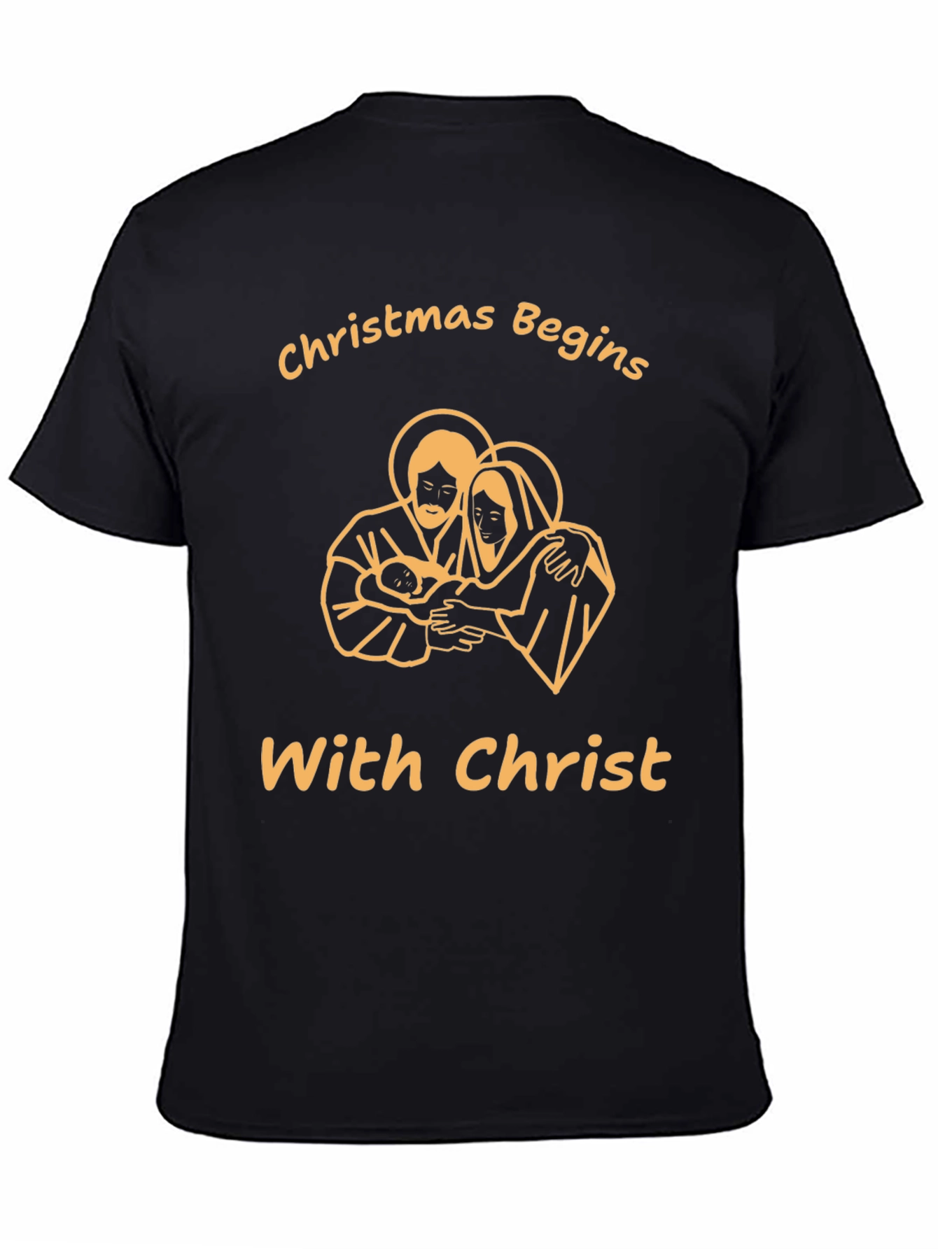 Christmas Begins With Christ Black T-Shirt