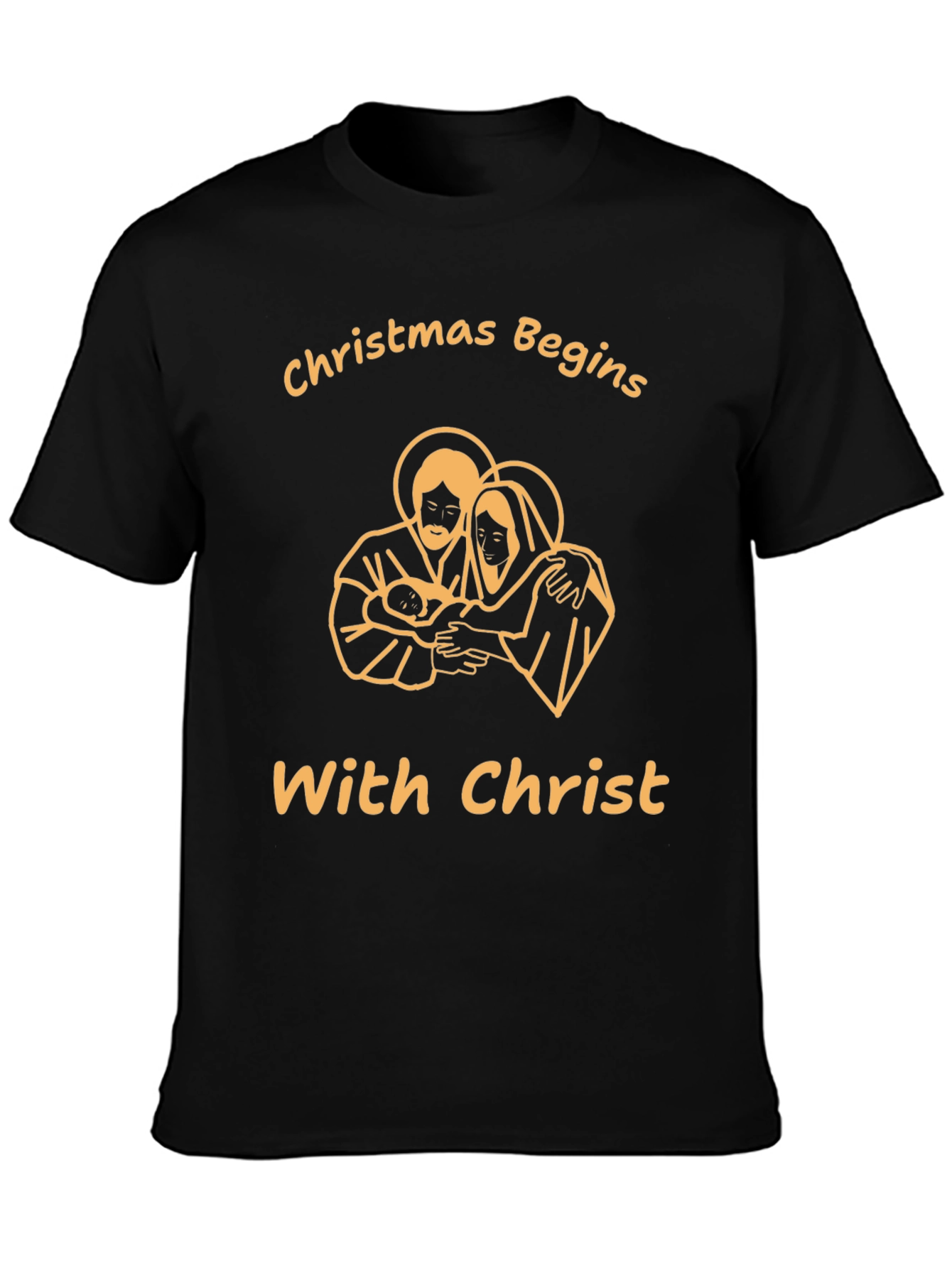 Christmas Begins With Christ Black T-Shirt
