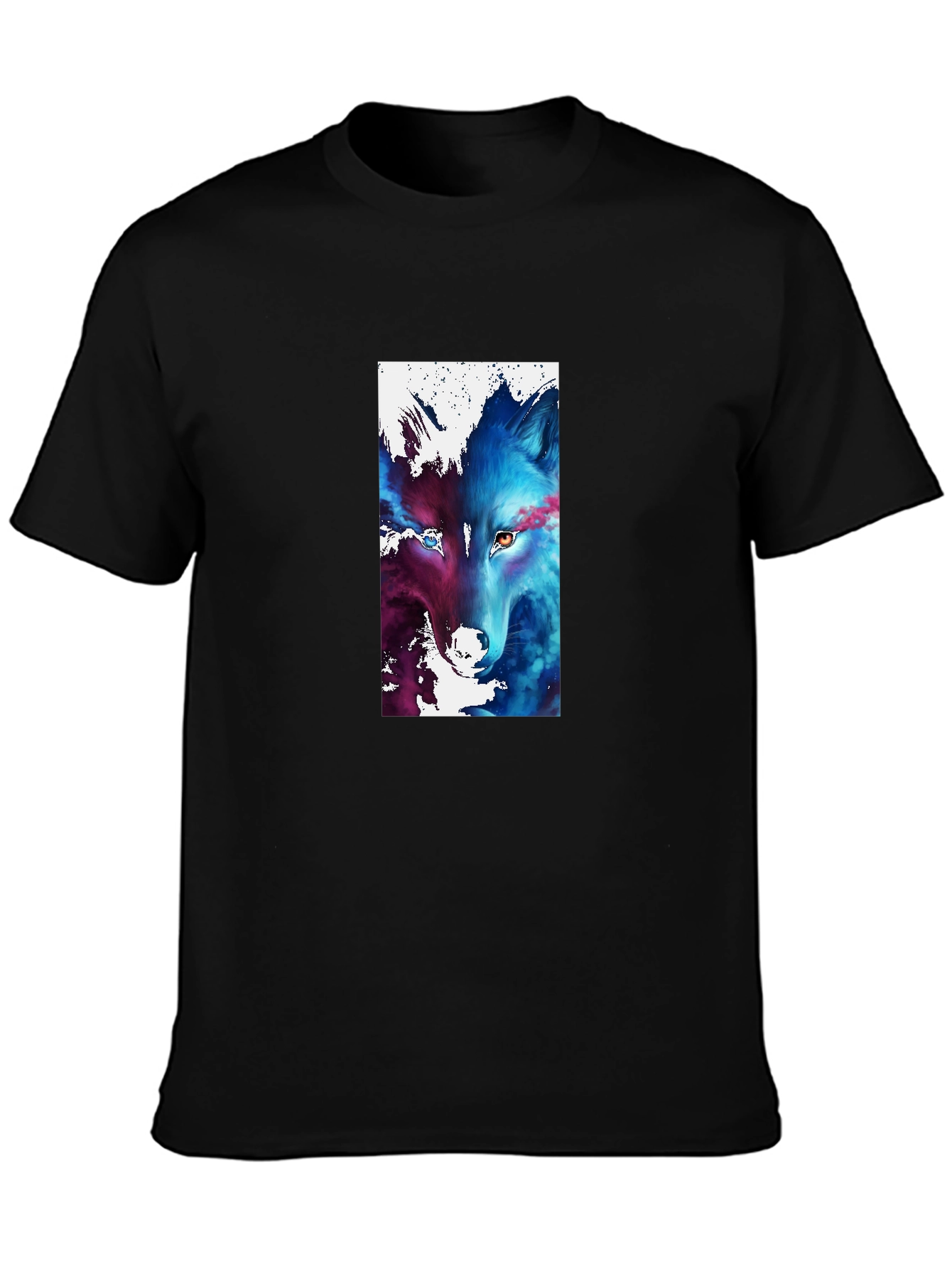 Abstract Wolf Graphic Black T-Shirt