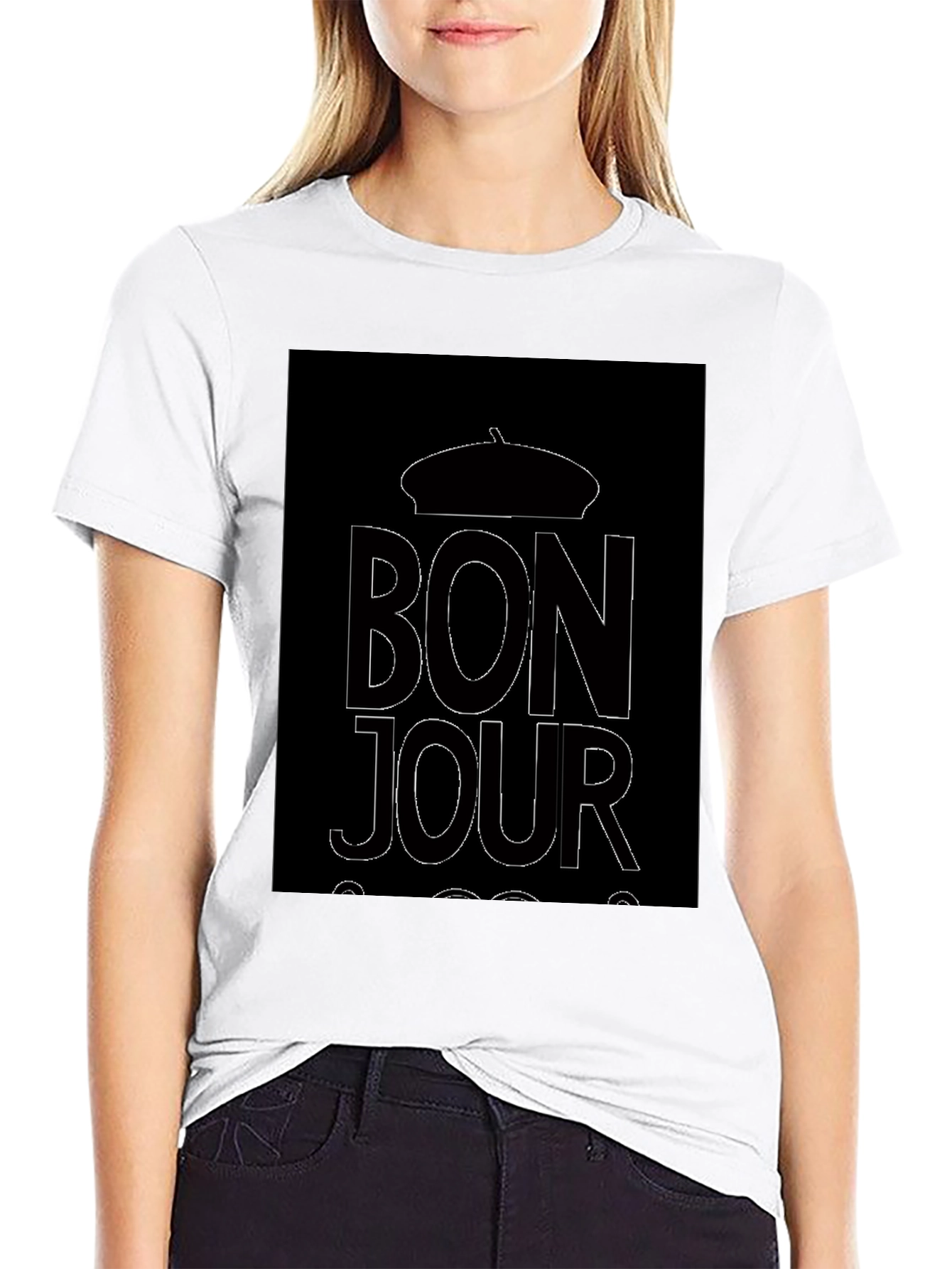 Bonjour Graphic Tee - Black Unisex T-Shirt