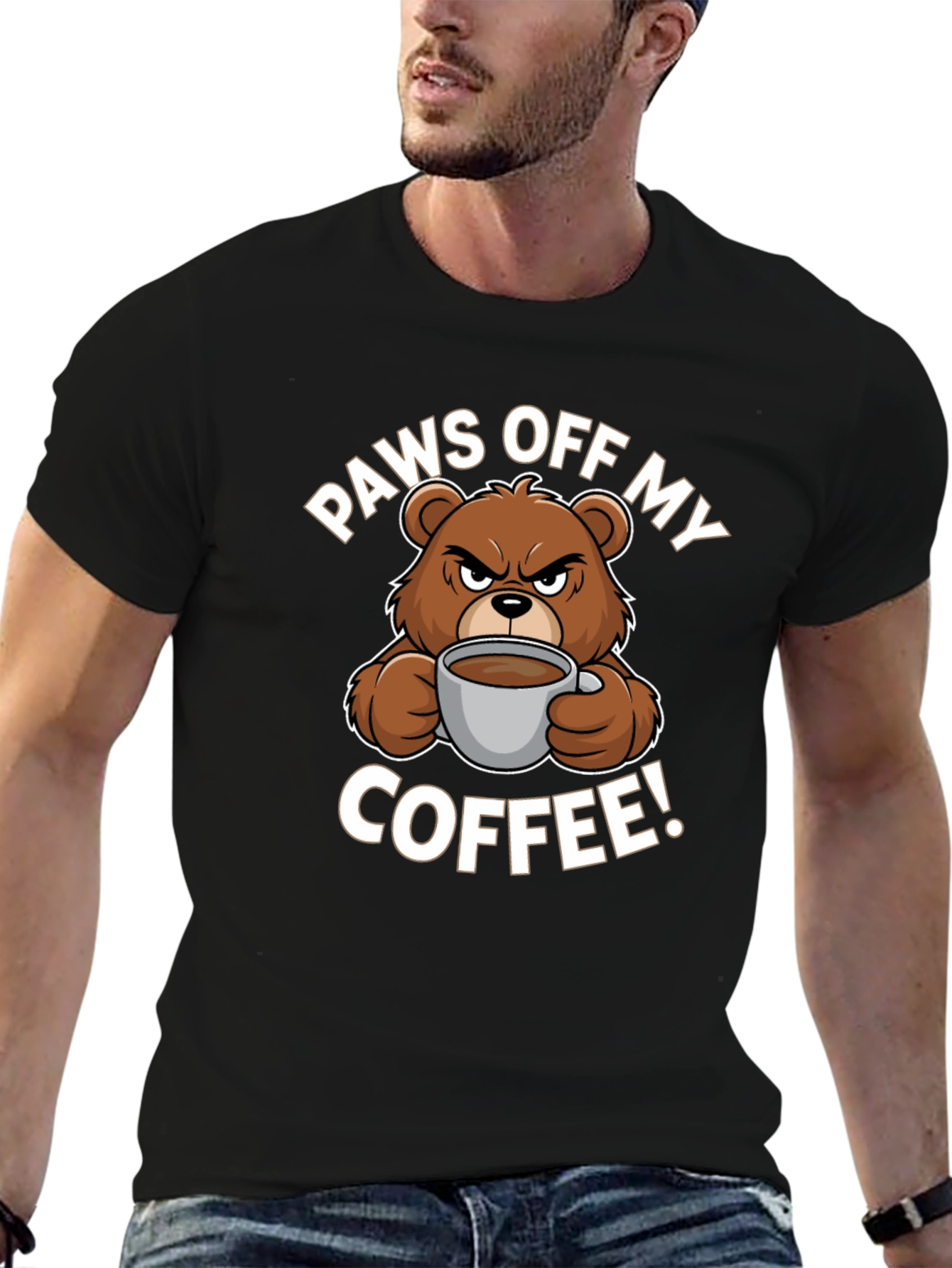 Paws Off My Coffee T-Shirt - Funny Bear Design
