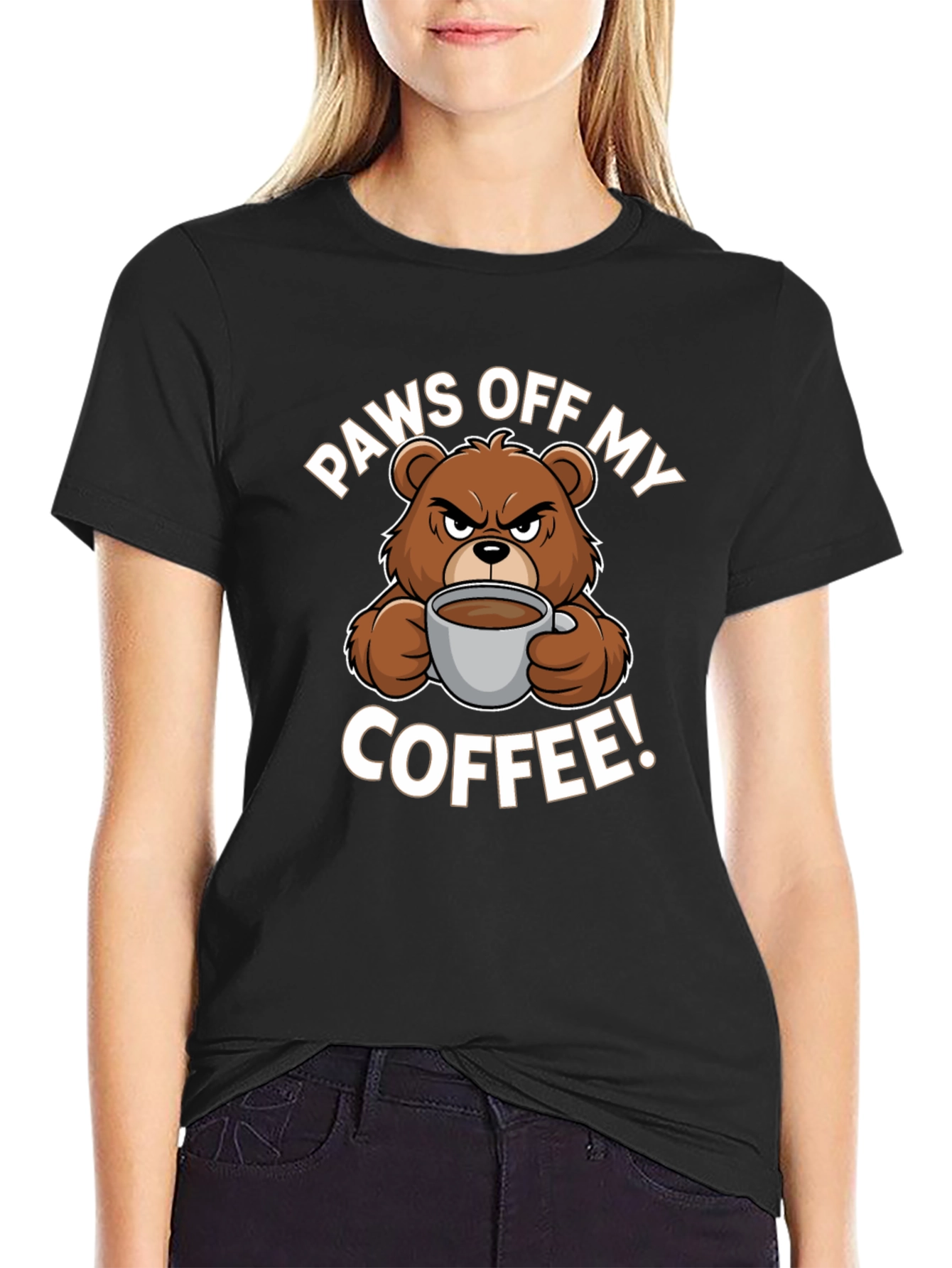 Paws Off My Coffee T-Shirt - Funny Bear Design