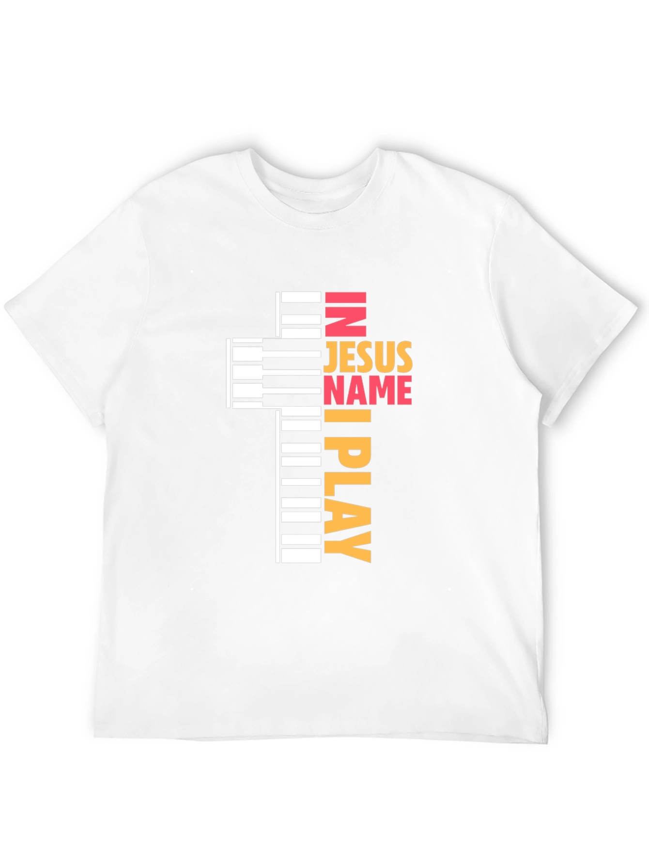 In Jesus Name I Play - Piano Cross T-Shirt
