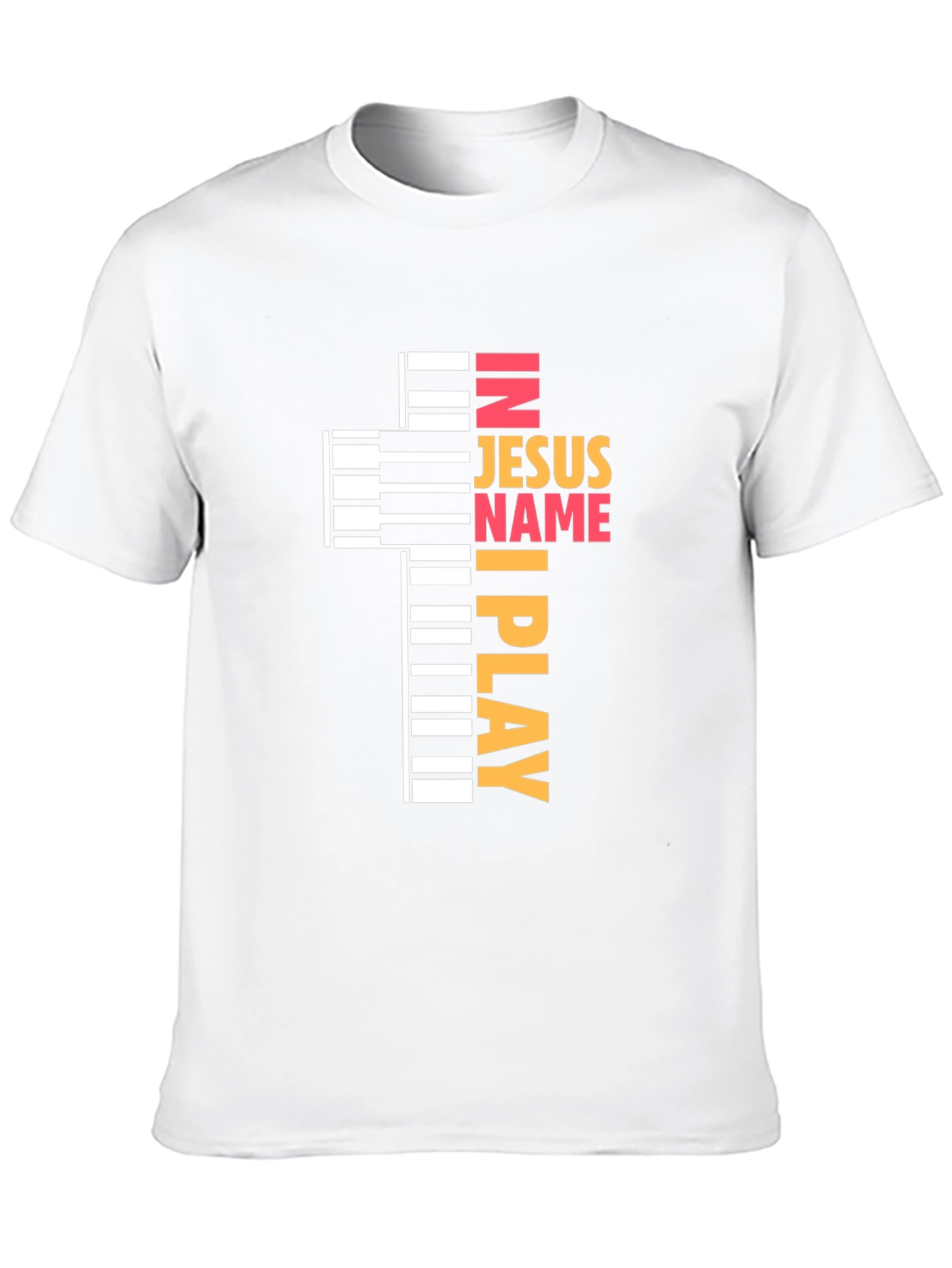 In Jesus Name I Play - Piano Cross T-Shirt