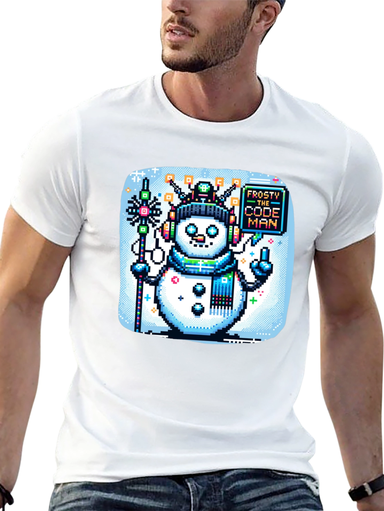 Pixel Frosty Code Man T-Shirt