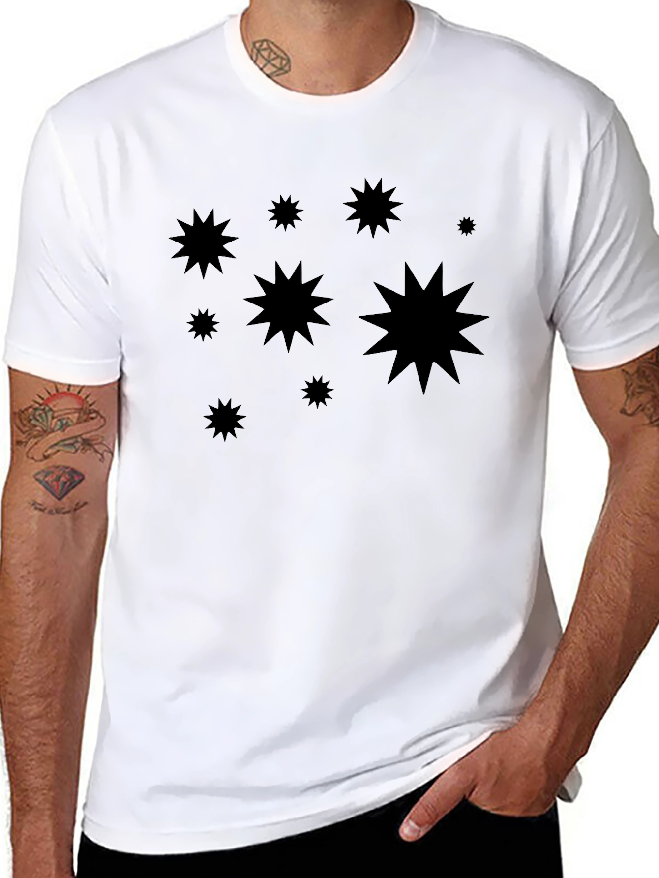 Stylish Black Starburst Graphic Tee - Casual Comfort