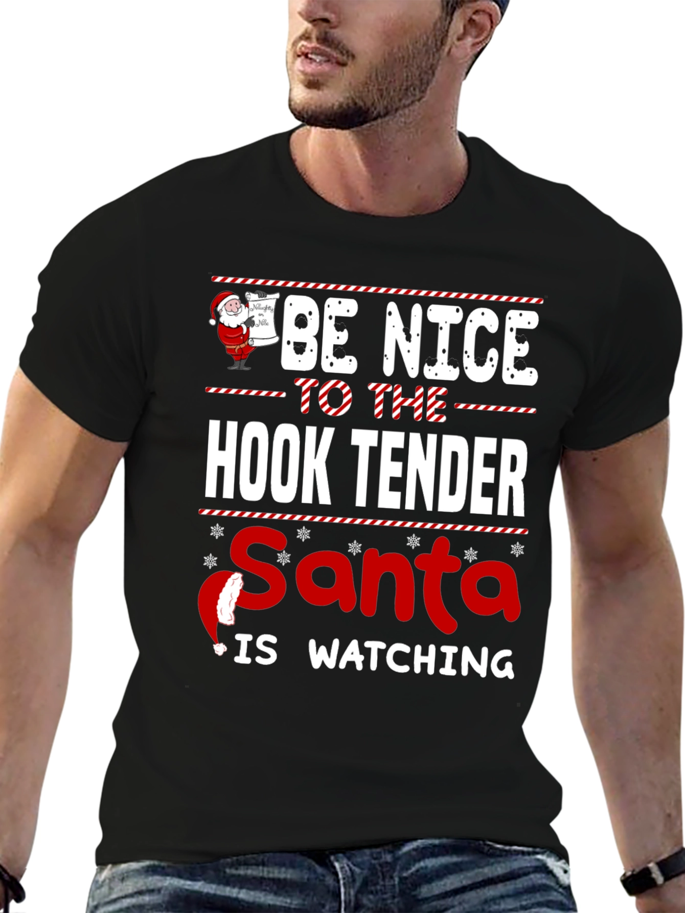 Be Nice to the Hook Tender Santa Christmas T-Shirt