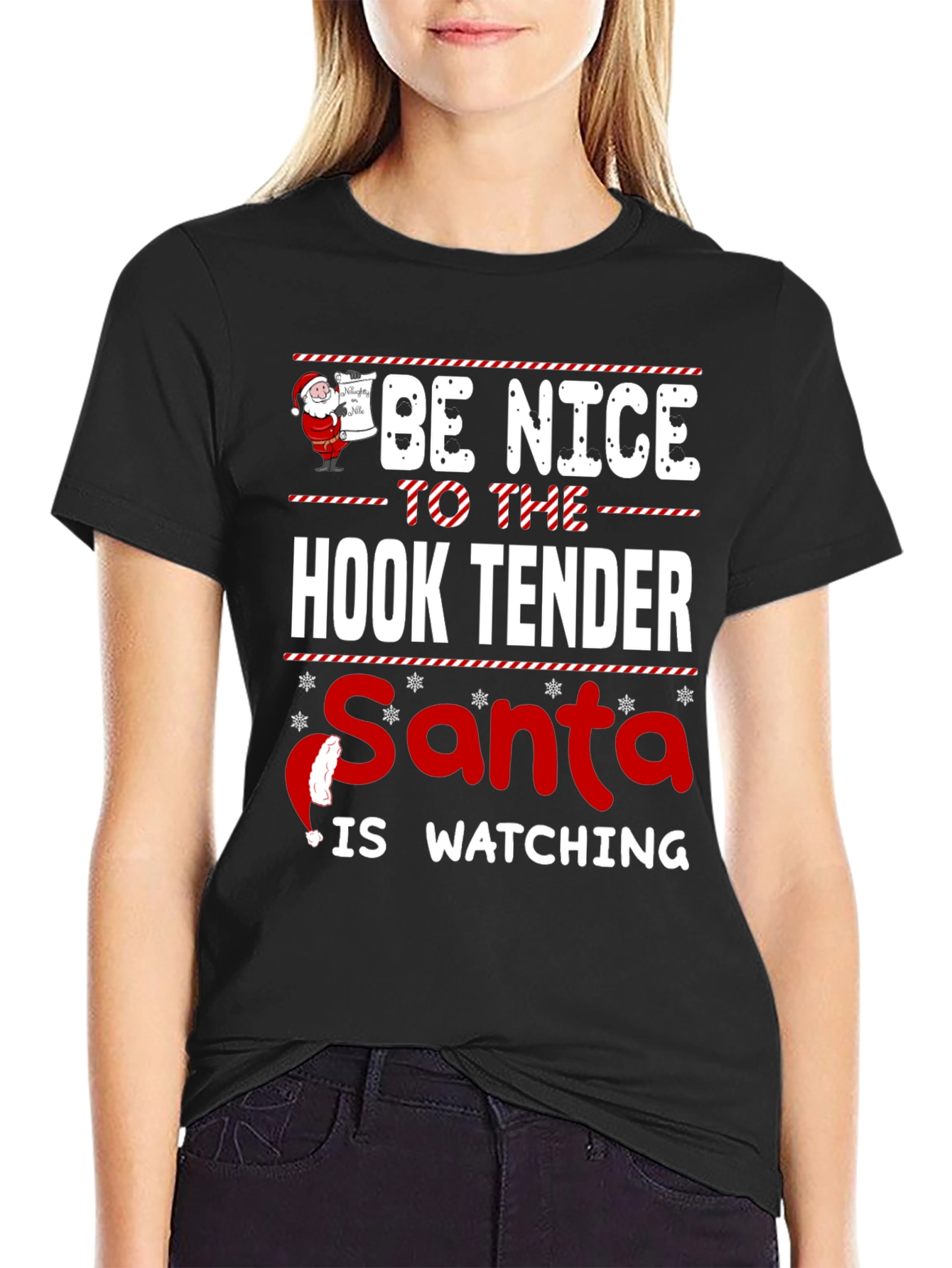 Be Nice to the Hook Tender Santa Christmas T-Shirt