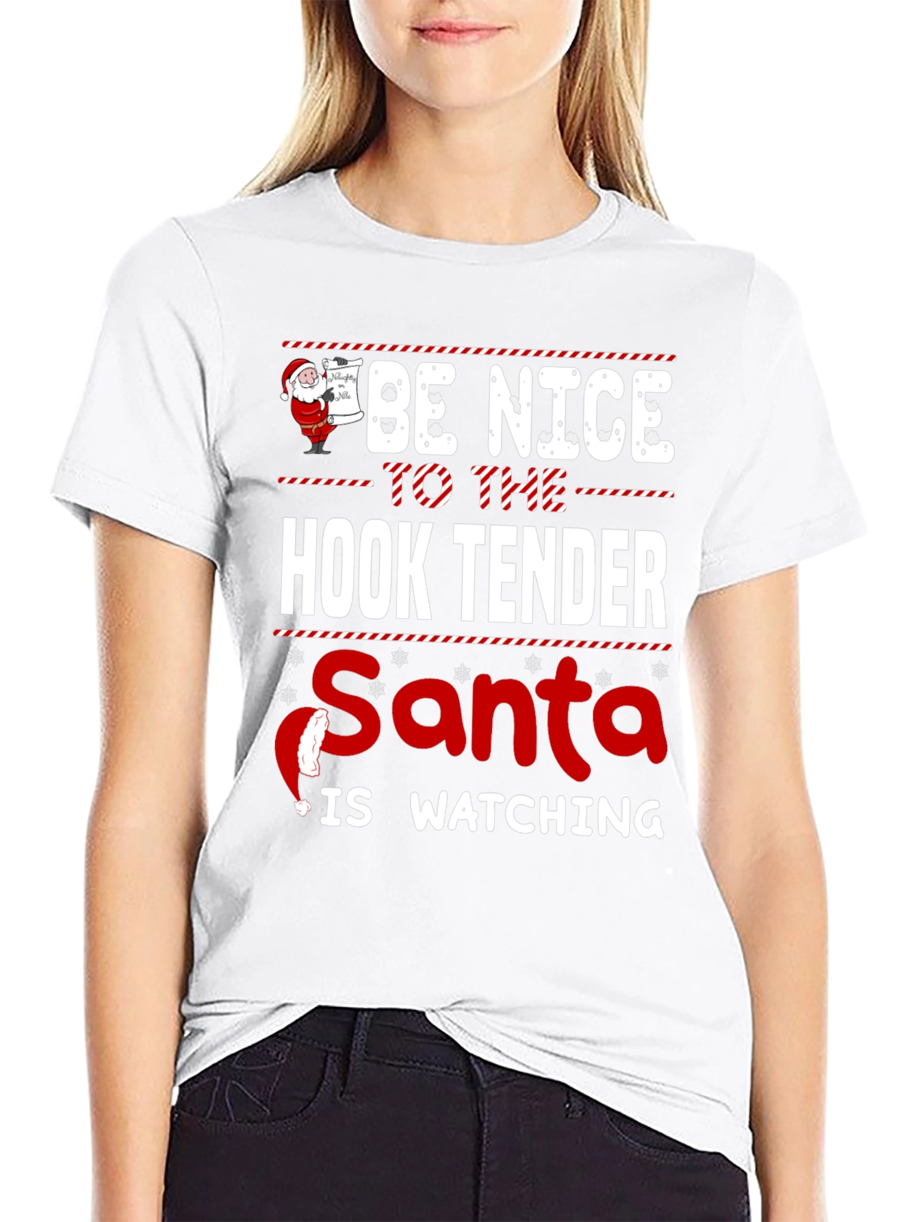 Be Nice to the Hook Tender Santa Christmas T-Shirt