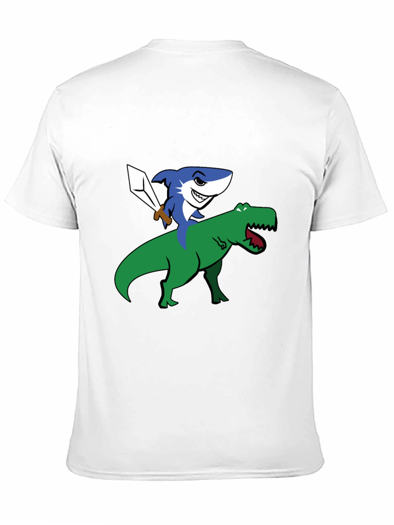 Shark Riding Dinosaur Funny Graphic T-Shirt