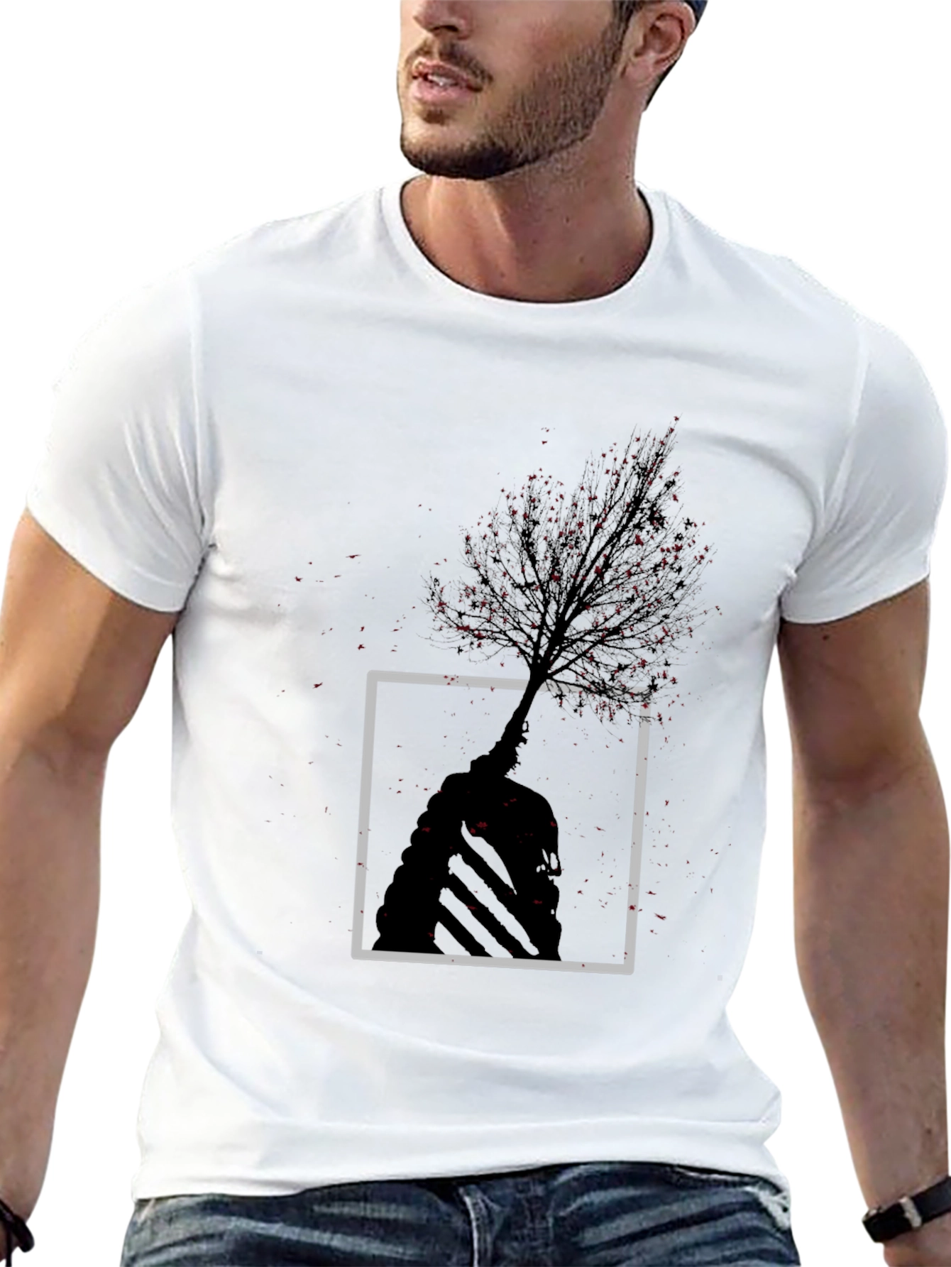 Abstract Tree Graphic Tee - Modern Style