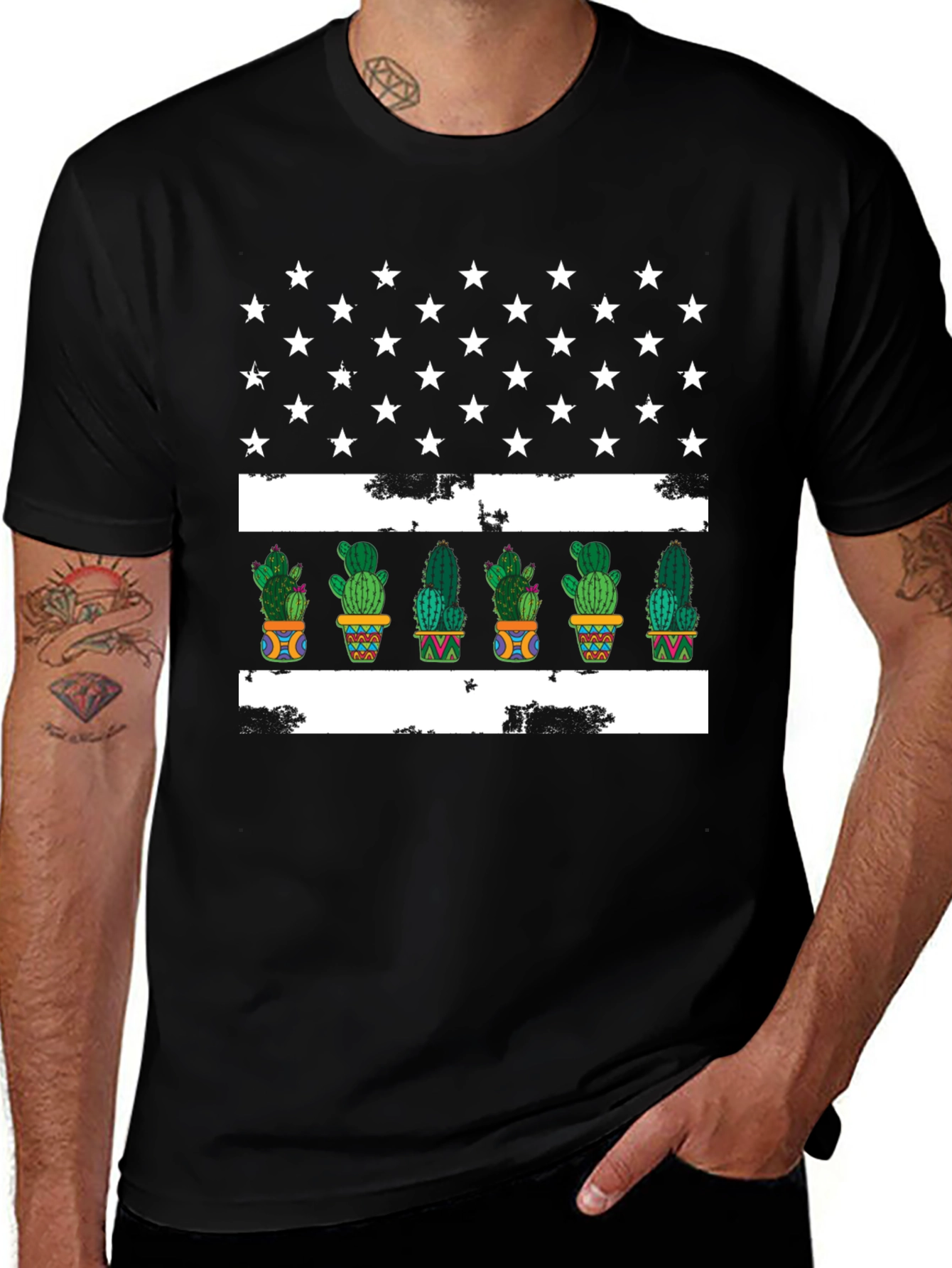 Cactus American Flag Graphic Tee