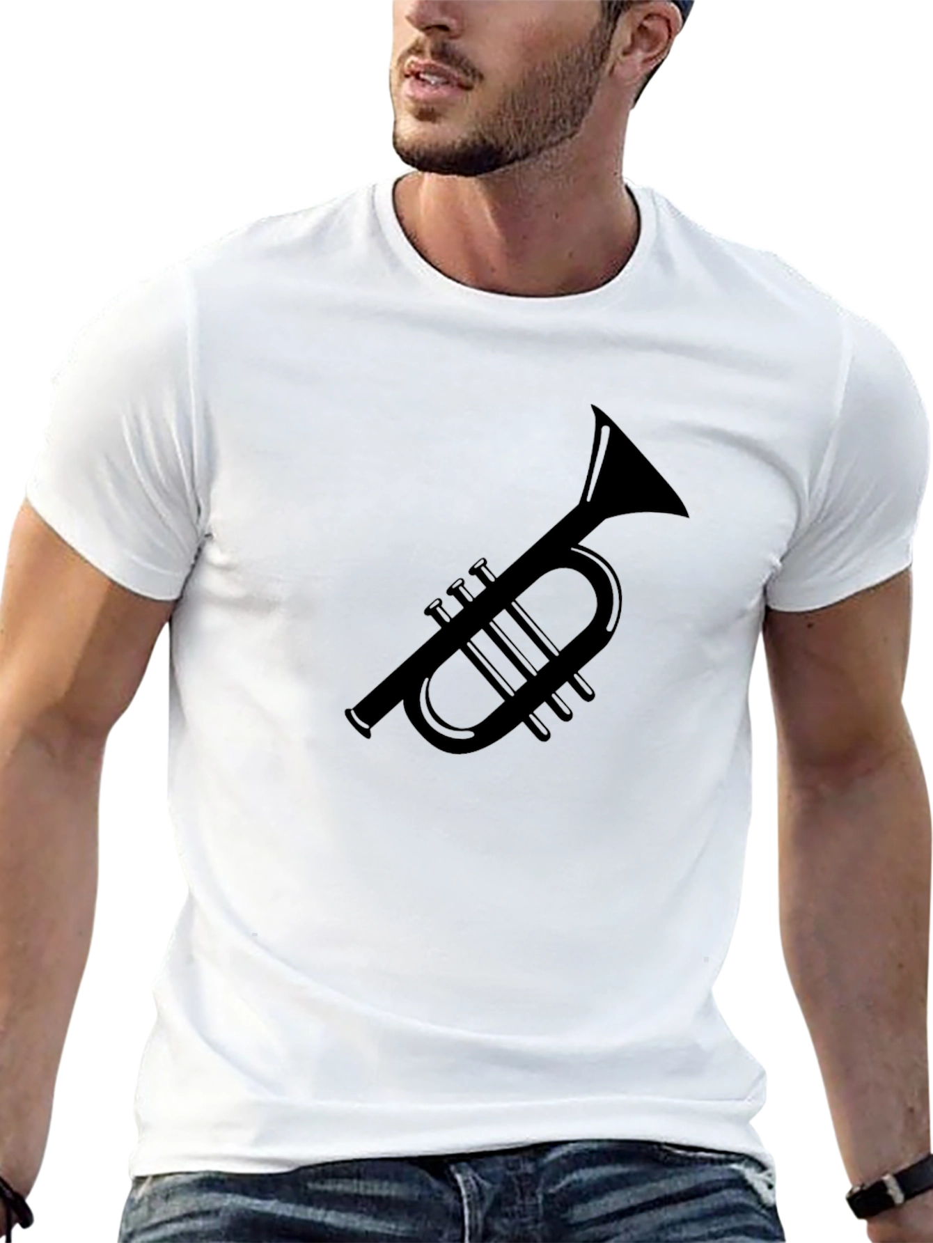 Trumpet Graphic Tee - Black Casual T-Shirt