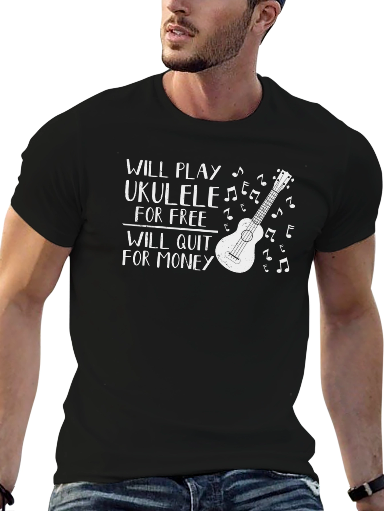 Ukulele Player T-Shirt - Will Play for Free