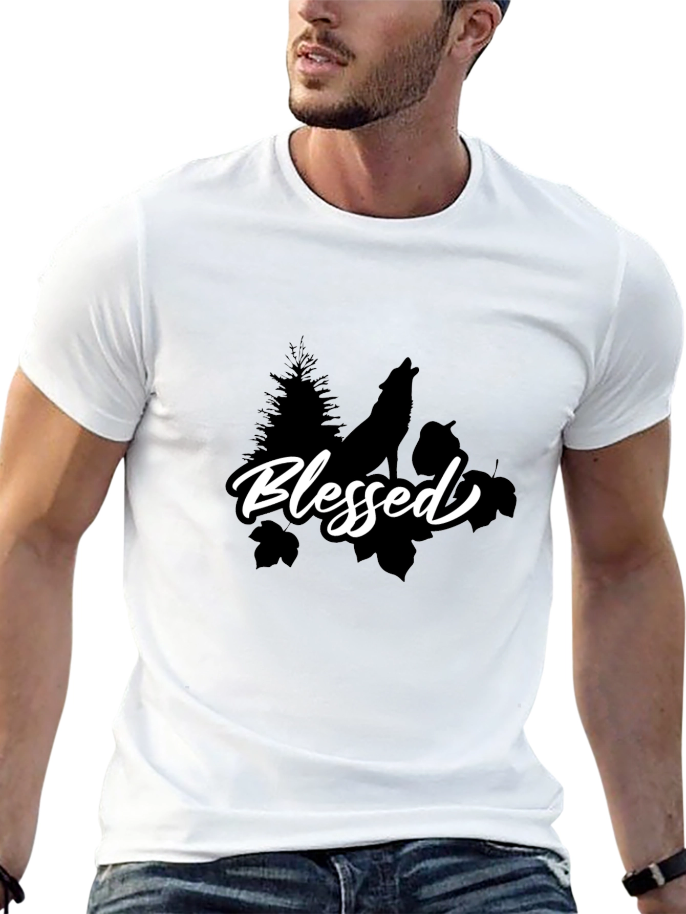 Blessed Wolf Graphic T-Shirt - Black
