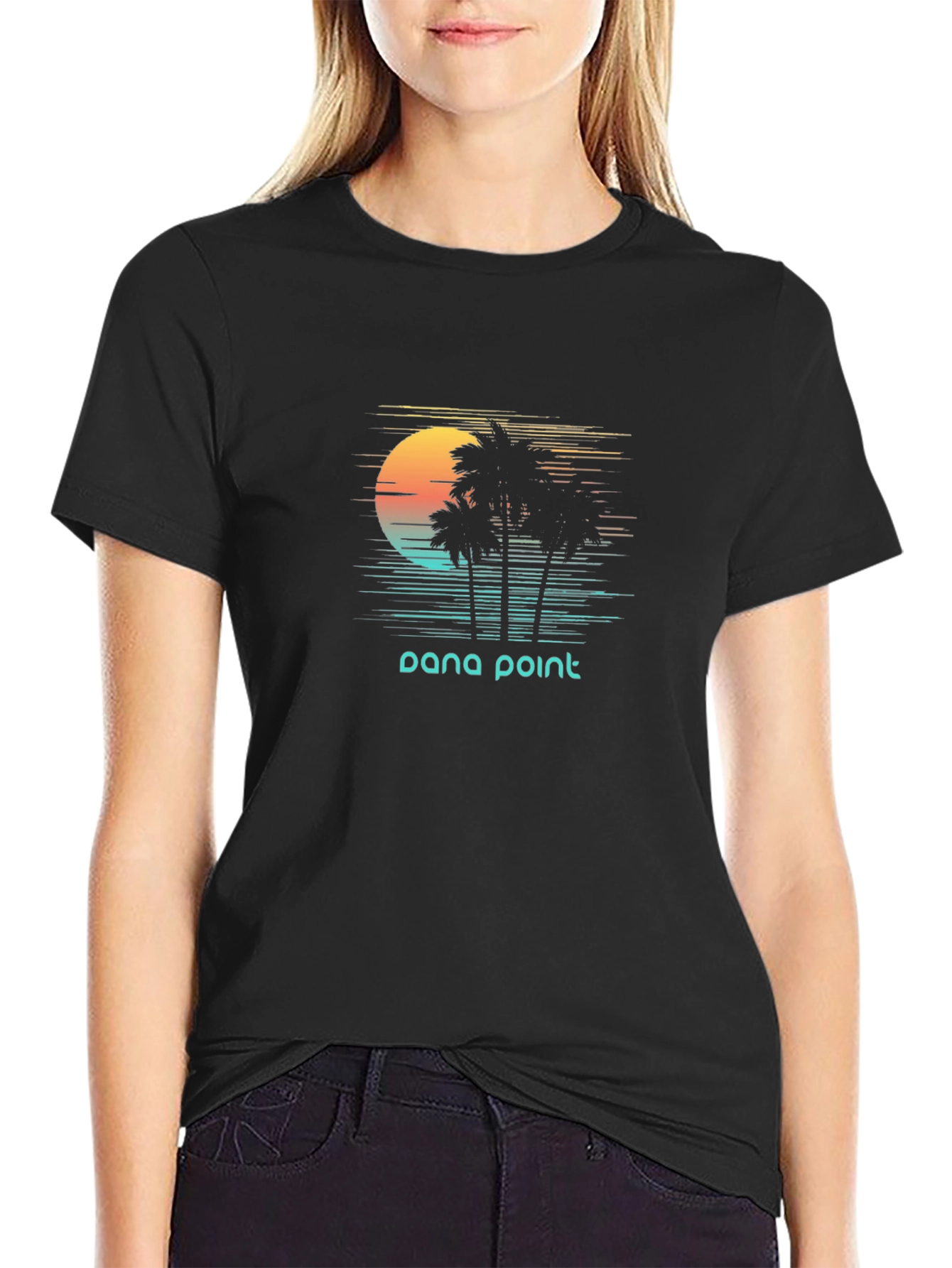 Dana Point Palm Tree Sunset Graphic T-Shirt