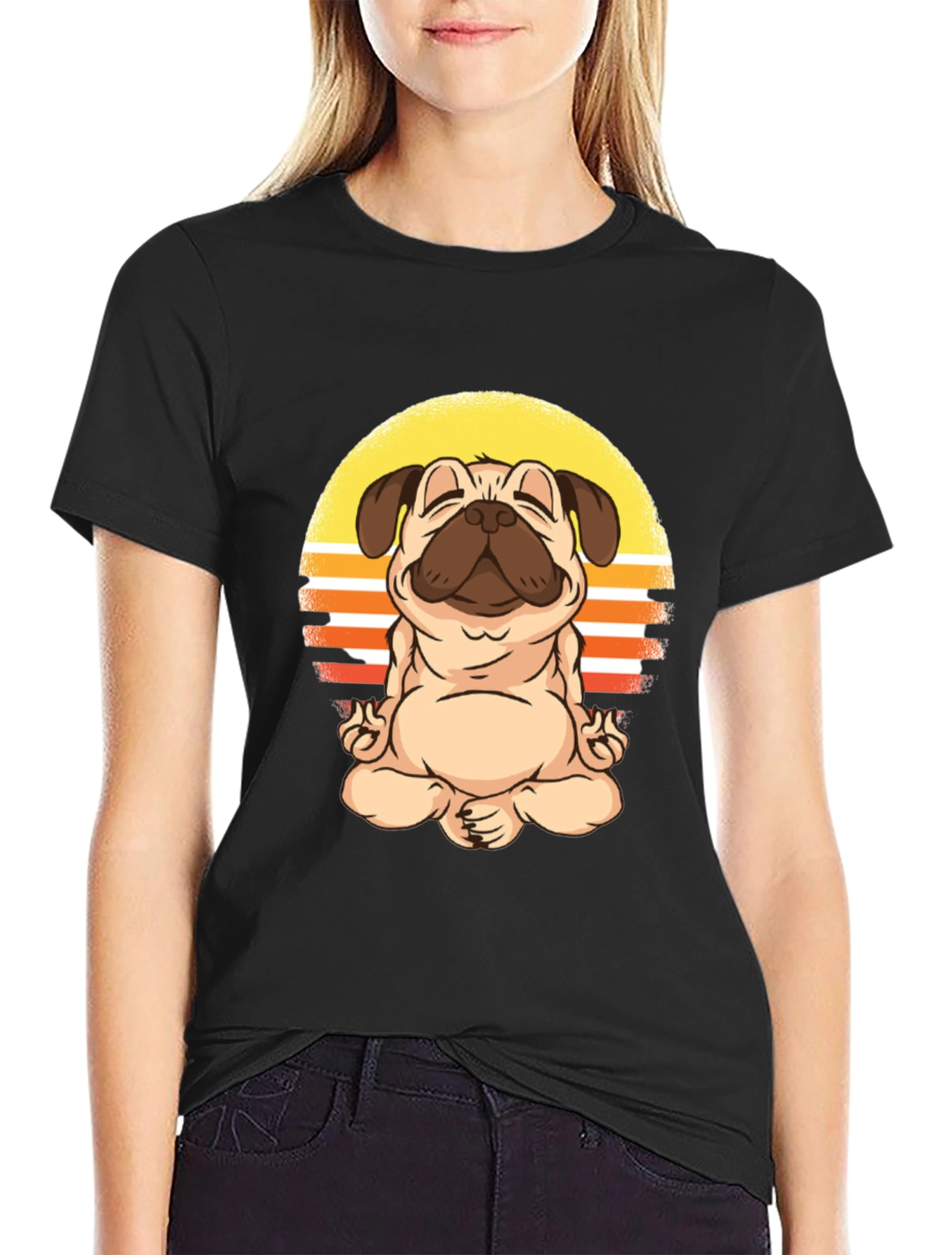 Zen Pug T-Shirt - Meditating Dog Design