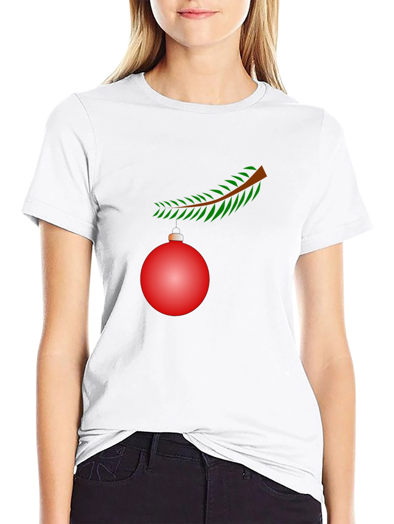 Festive Christmas Ornament Graphic Tee - Black