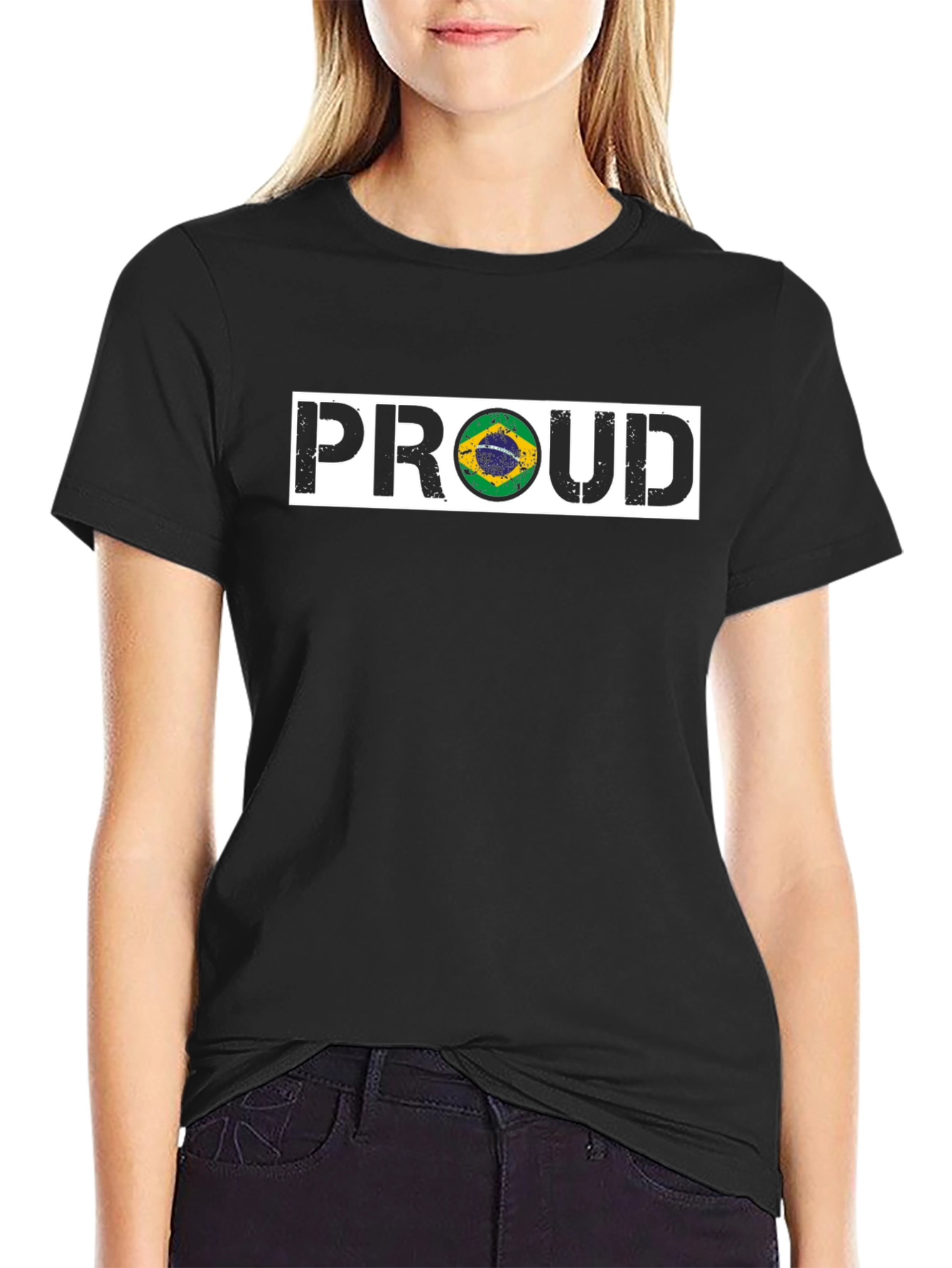 Proud Brazil Flag Graphic T-Shirt - Black