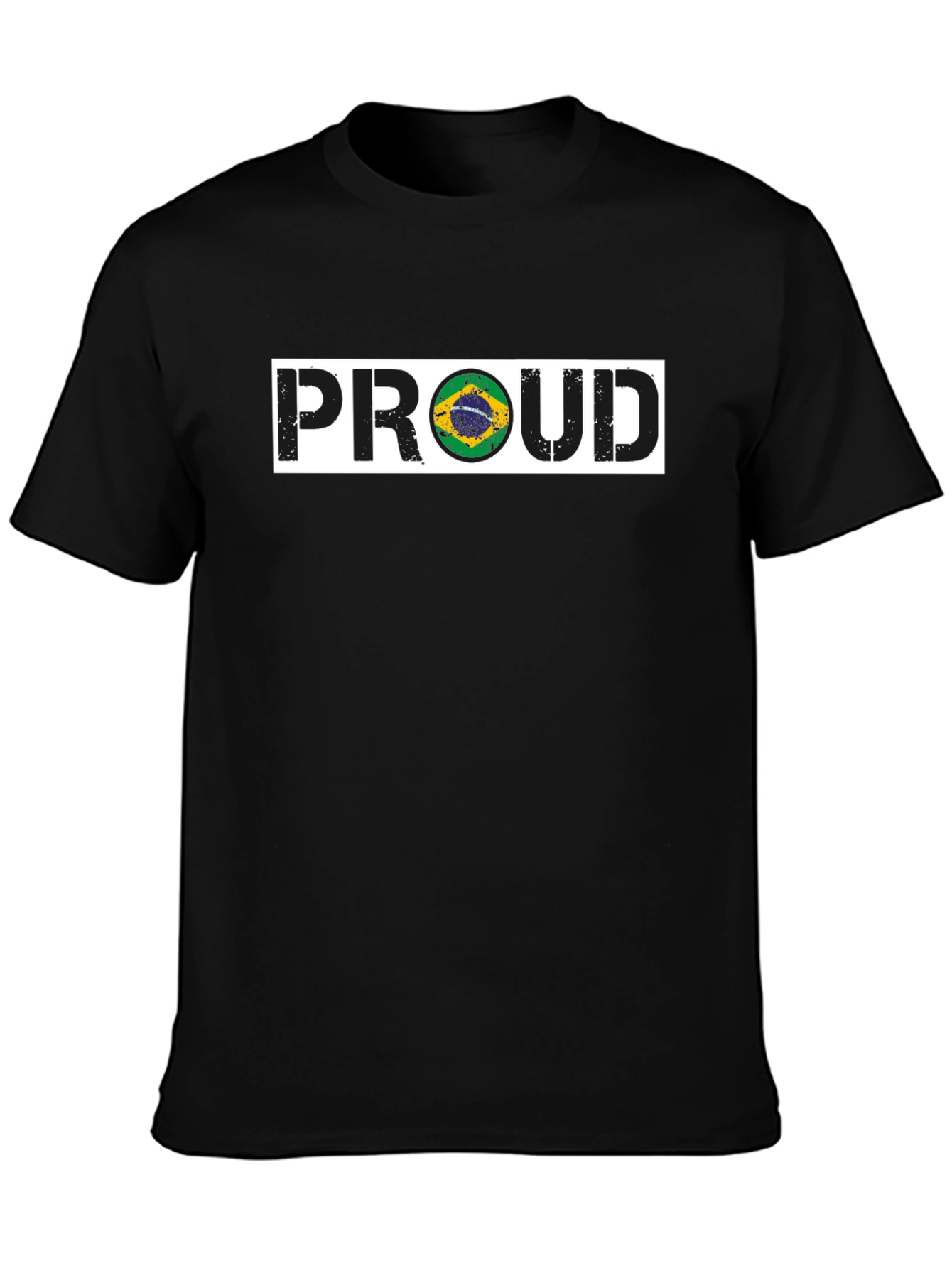 Proud Brazil Flag Graphic T-Shirt - Black