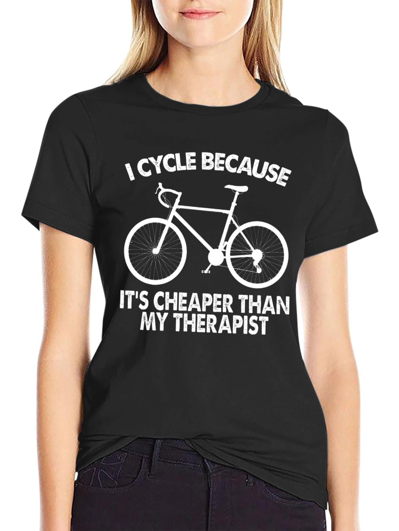 Funny Cycling T-Shirt - Cheaper Than Therapy!