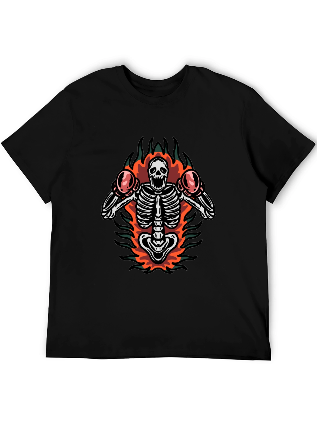 Skeleton Boxer T-Shirt - Black Graphic Tee