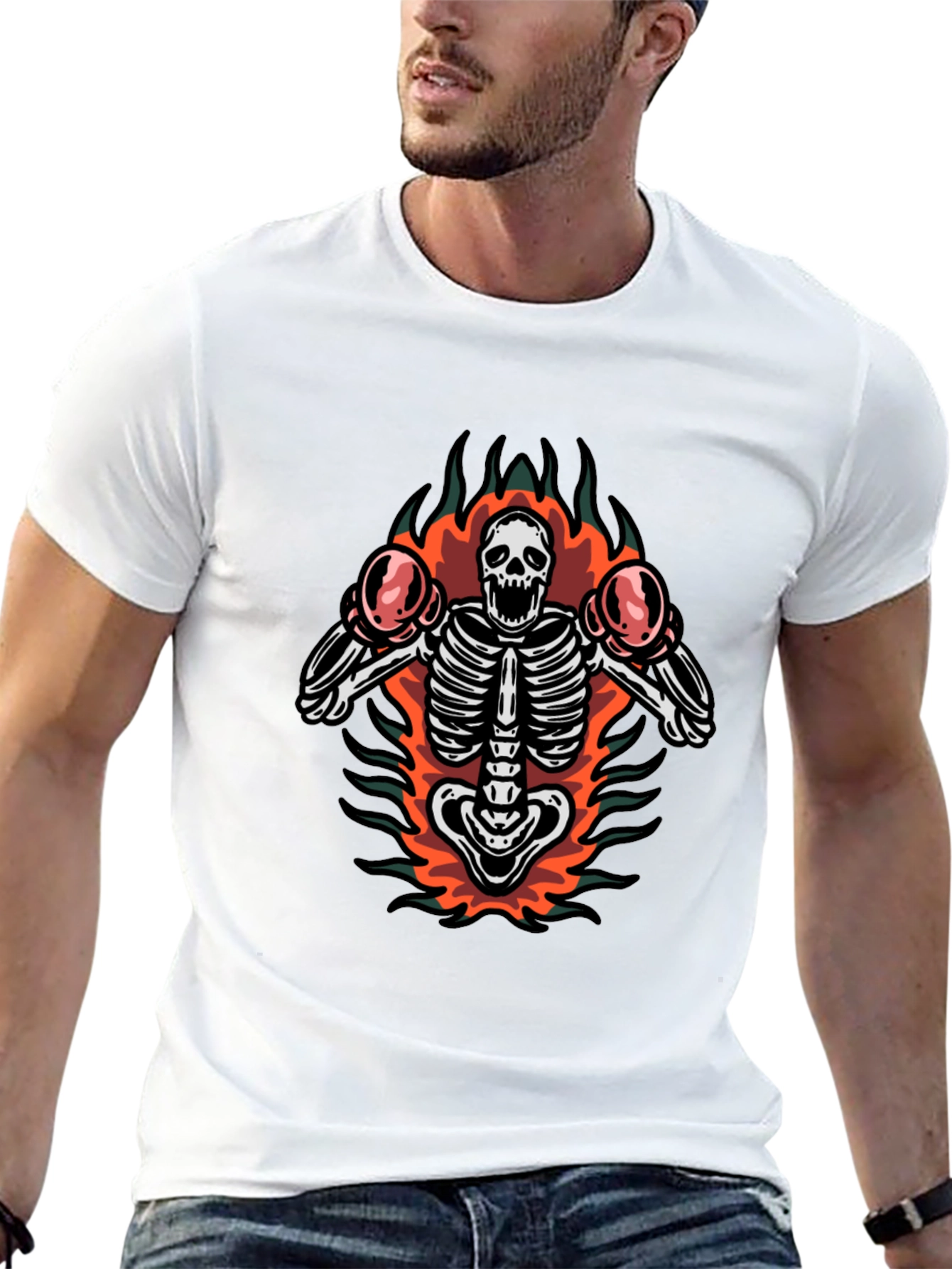 Skeleton Boxer T-Shirt - Black Graphic Tee
