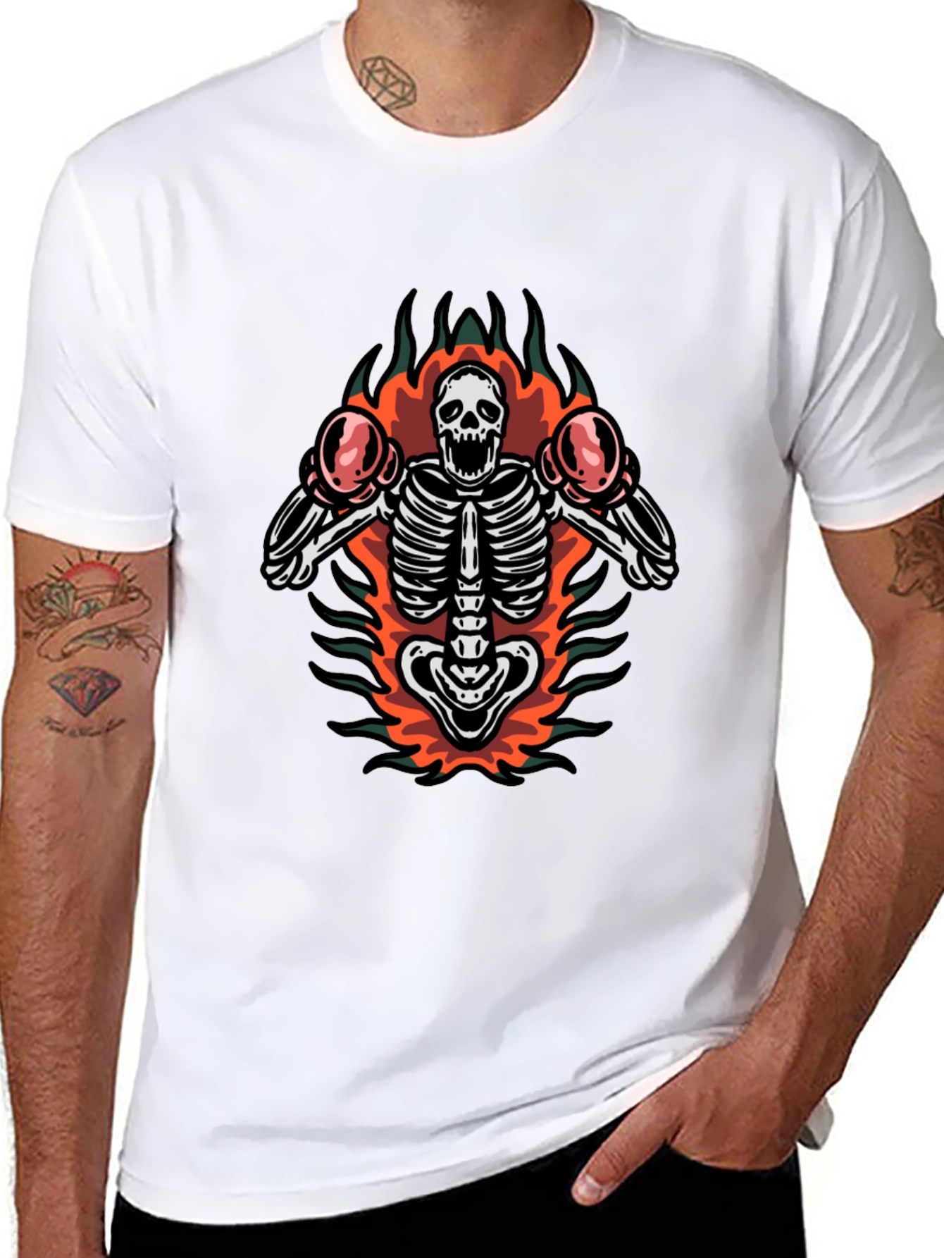 Skeleton Boxer T-Shirt - Black Graphic Tee