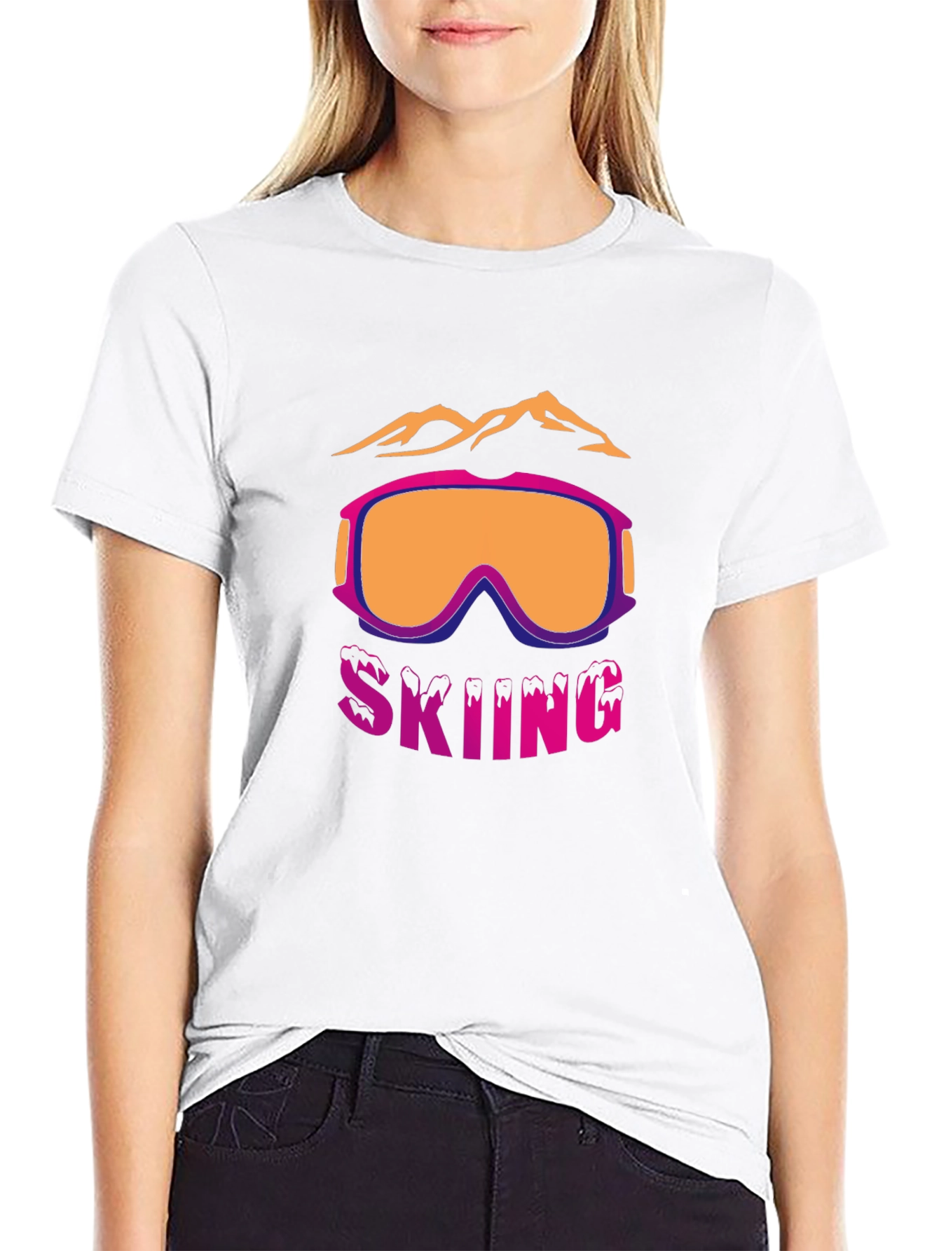 Skiing Graphic T-Shirt - Mountain & Goggles Design