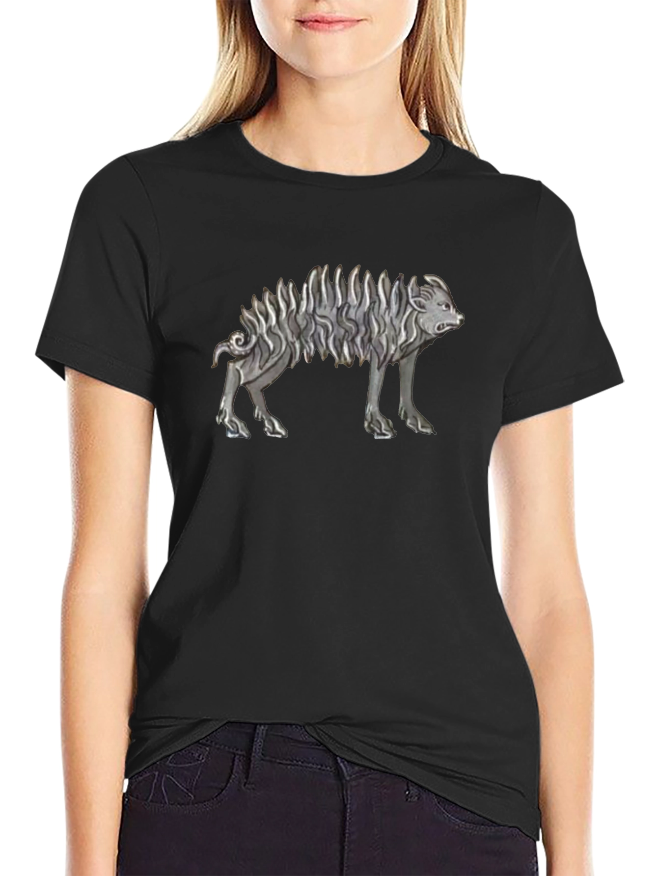 Unique Animal Graphic Black T-Shirt
