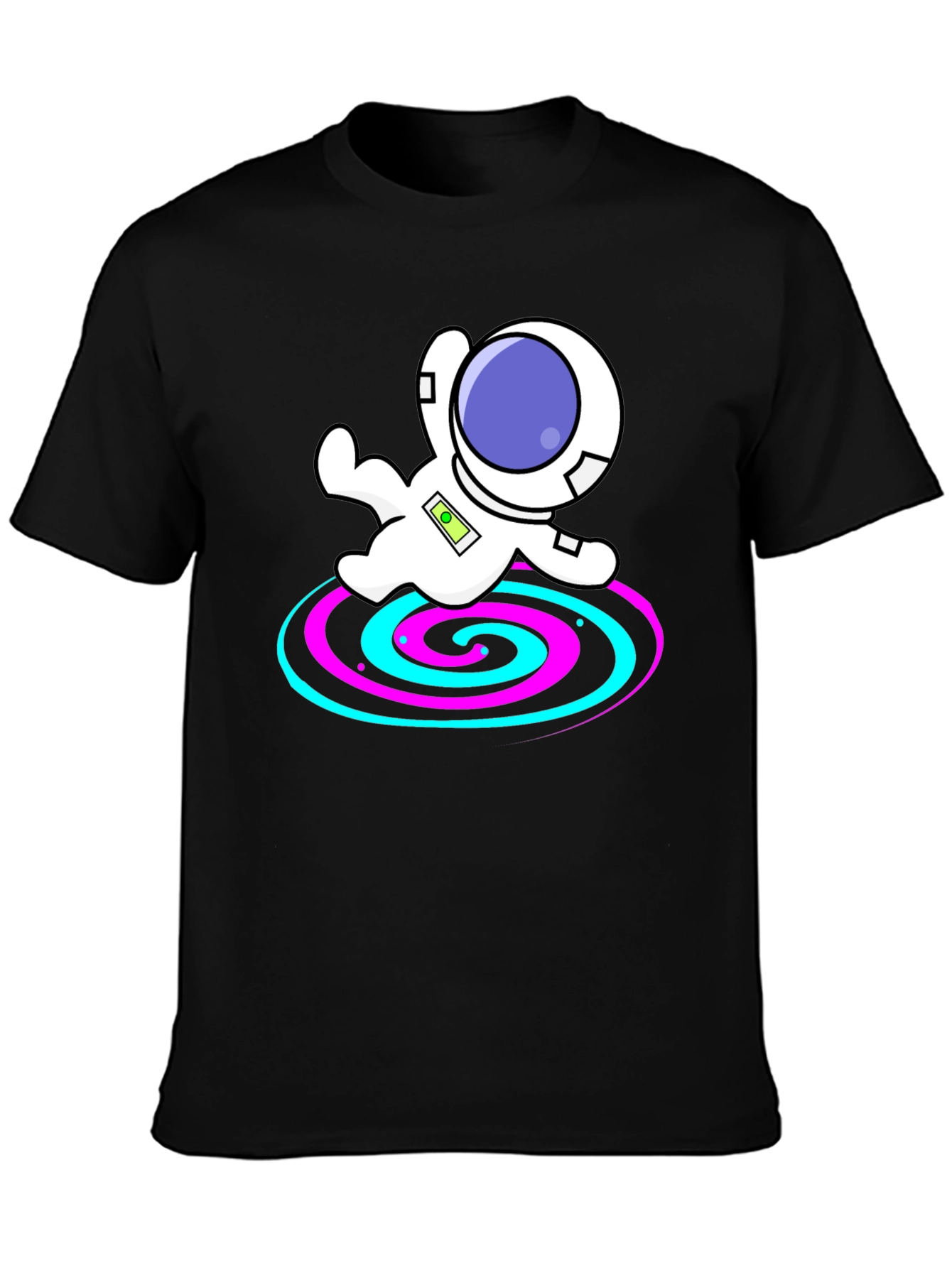 Astronaut Spiral Graphic Tee - Black Cotton Blend