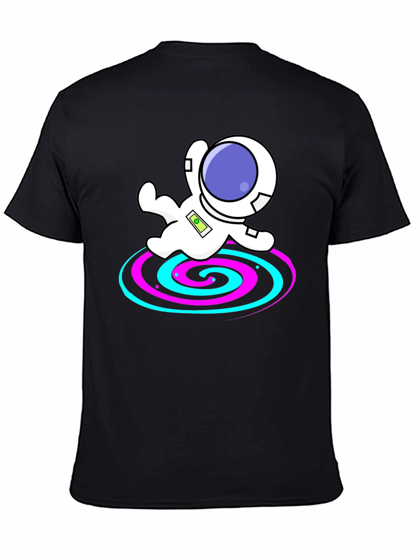 Astronaut Spiral Graphic Tee - Black Cotton Blend
