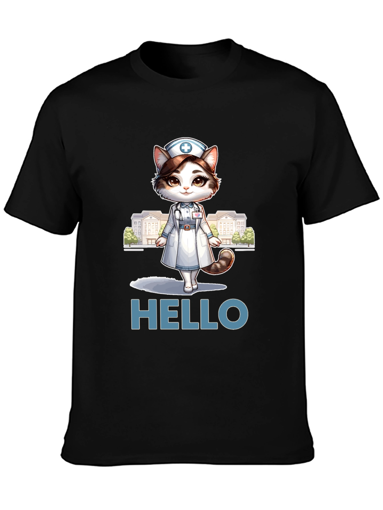 Nurse Cat T-Shirt - Hello Feline Medical Cute Tee