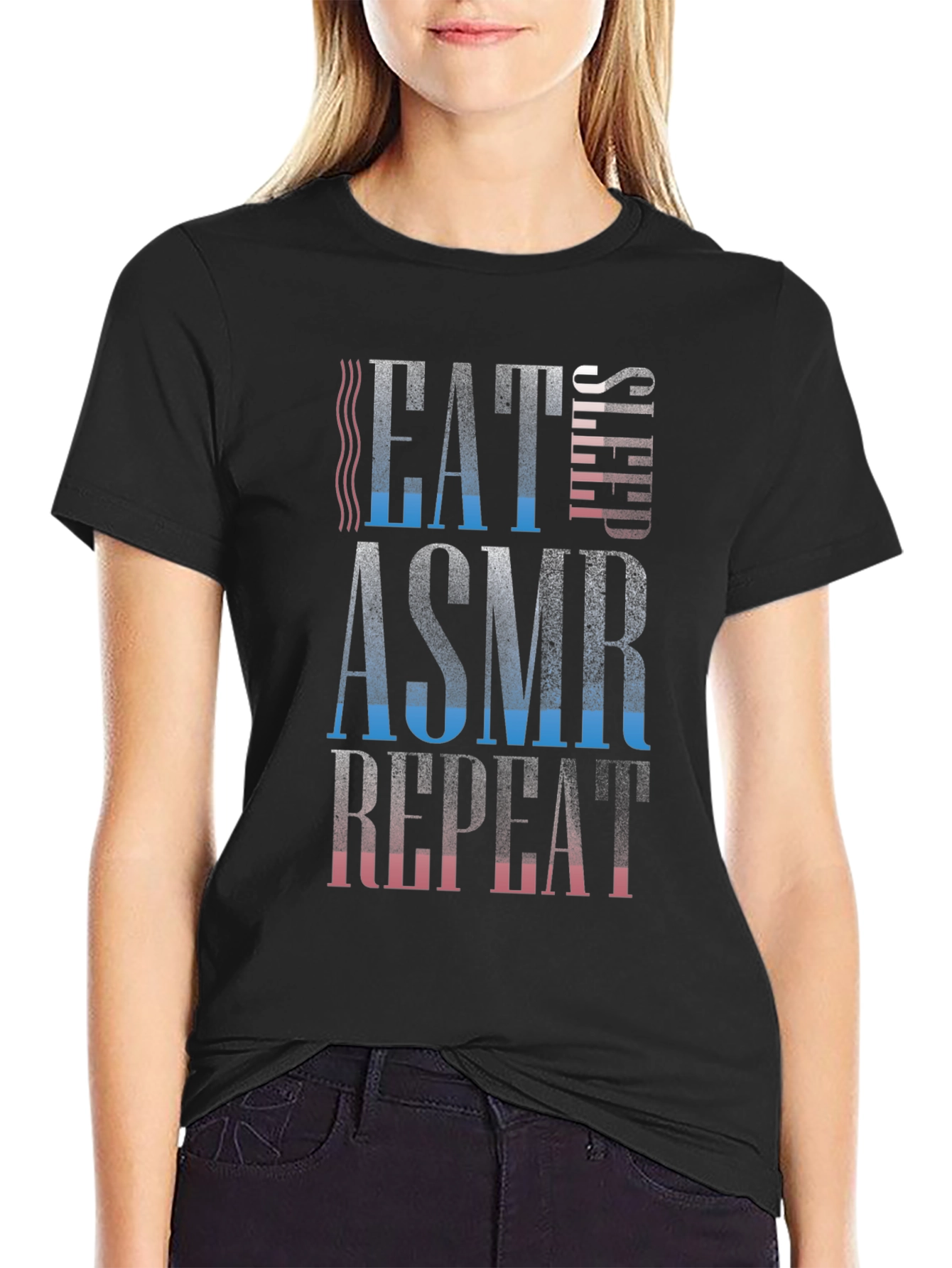 Eat Sleep ASMR Repeat Black T-Shirt