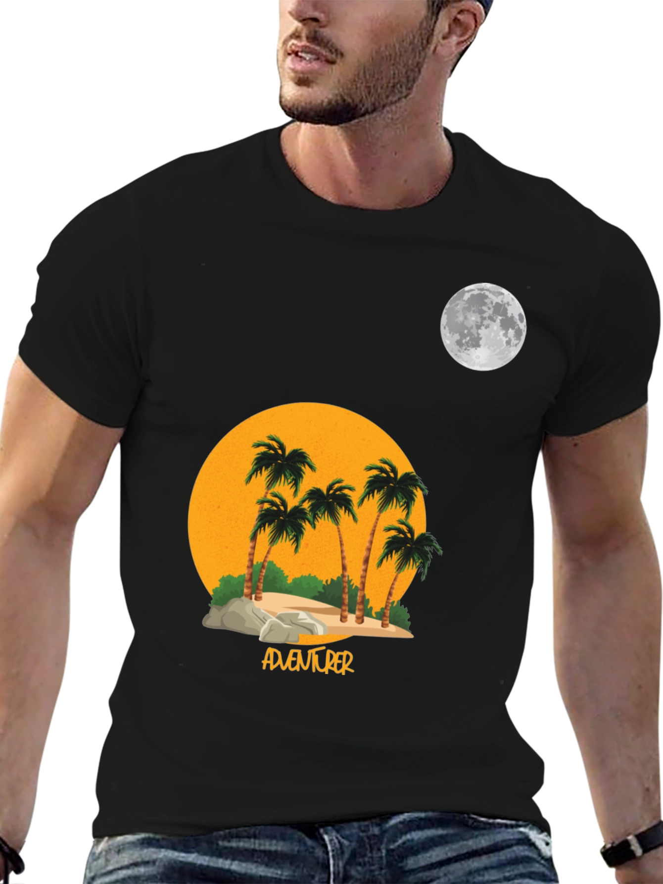 Adventurer Palm Tree Moon Graphic T-Shirt