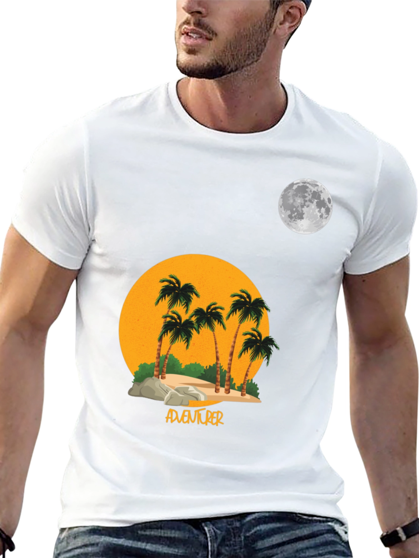 Adventurer Palm Tree Moon Graphic T-Shirt