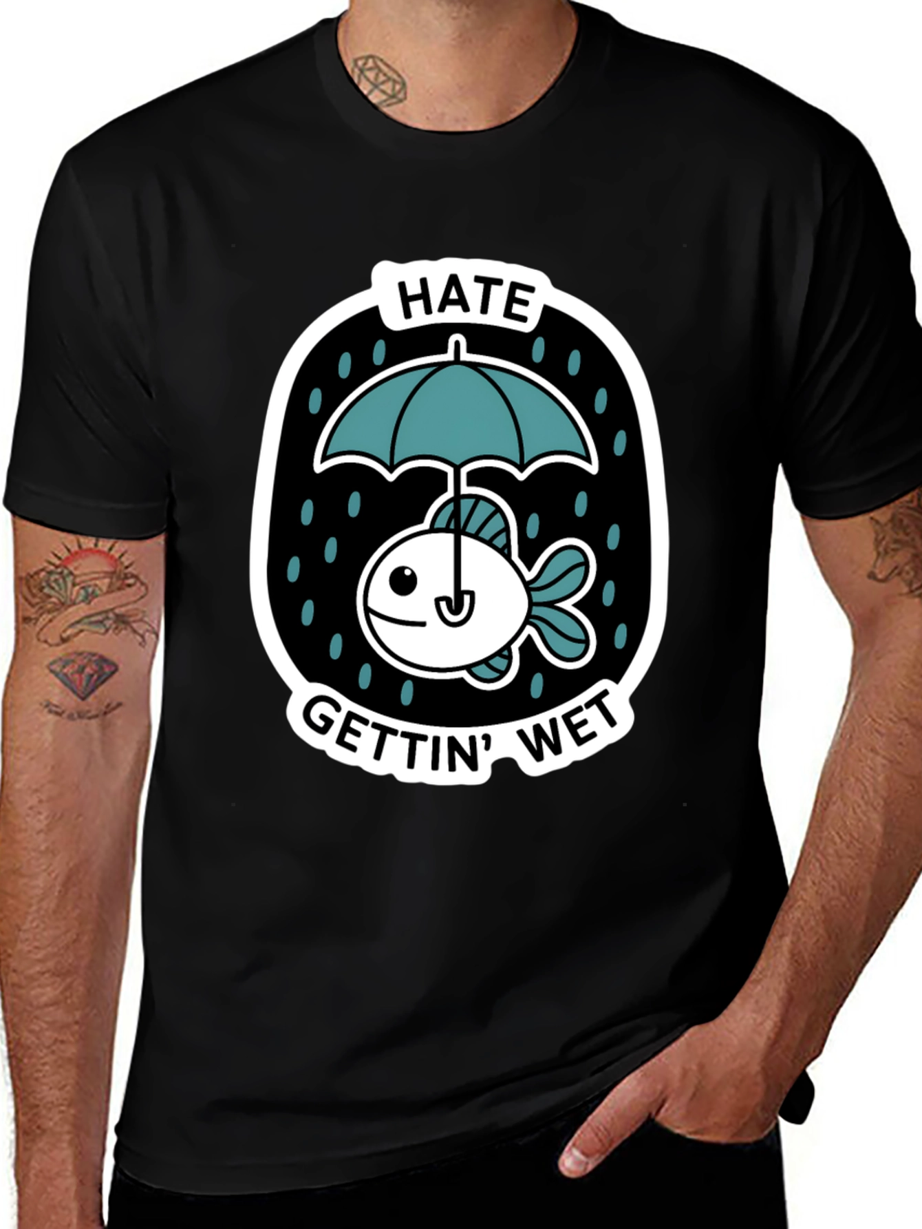 Funny Fish Hates Getting Wet Graphic Tee