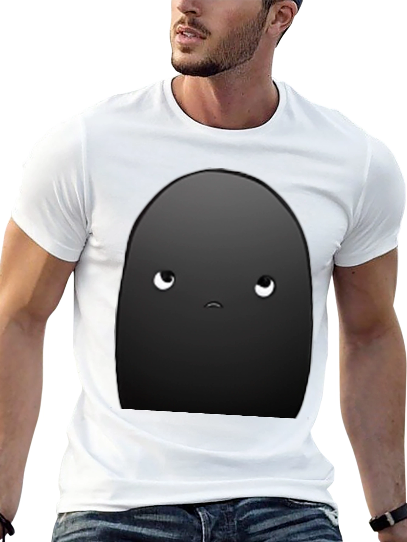 Sad Bean Black T-Shirt - Express Yourself!