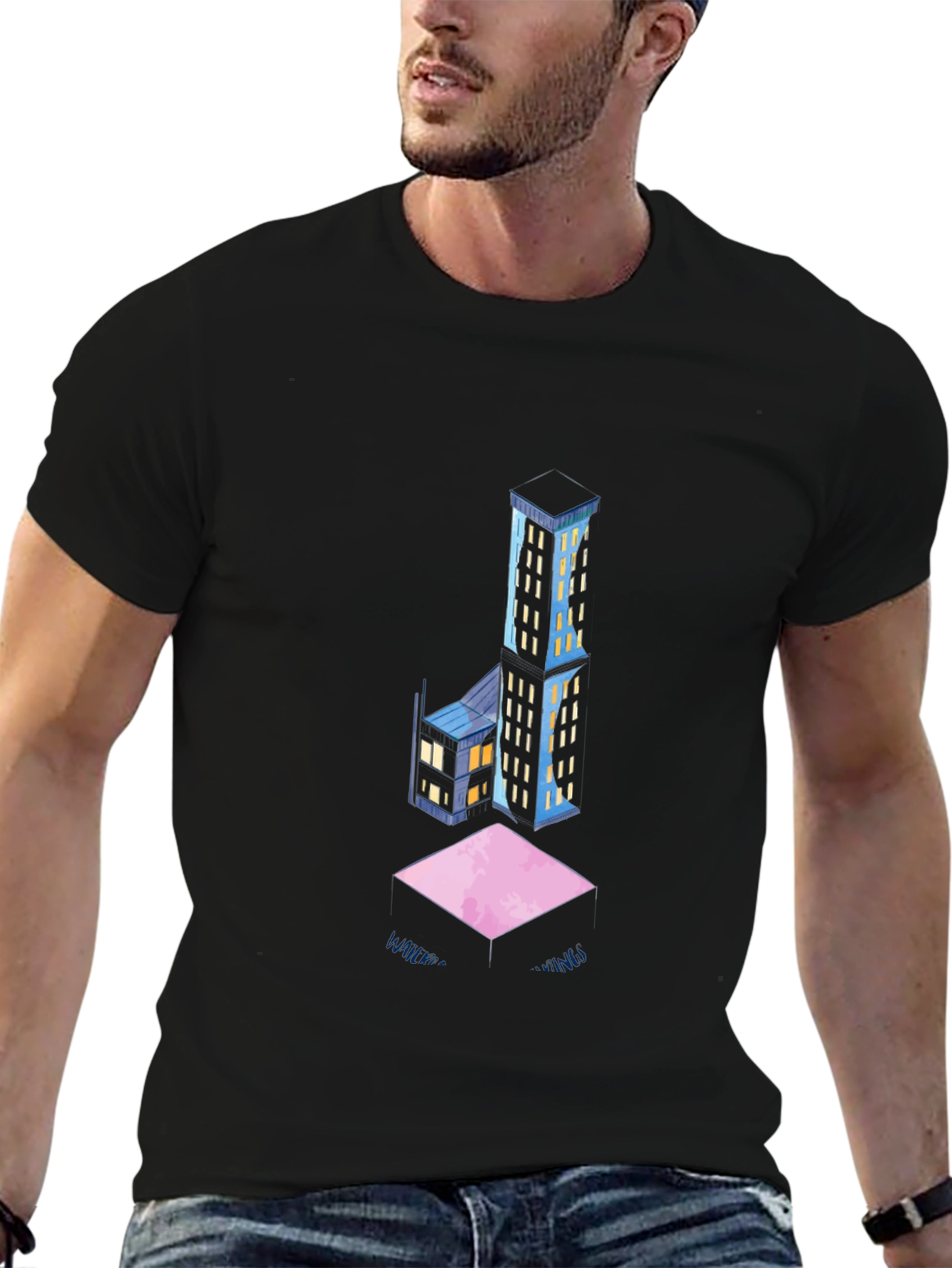 Abstract Cityscape Black T-Shirt