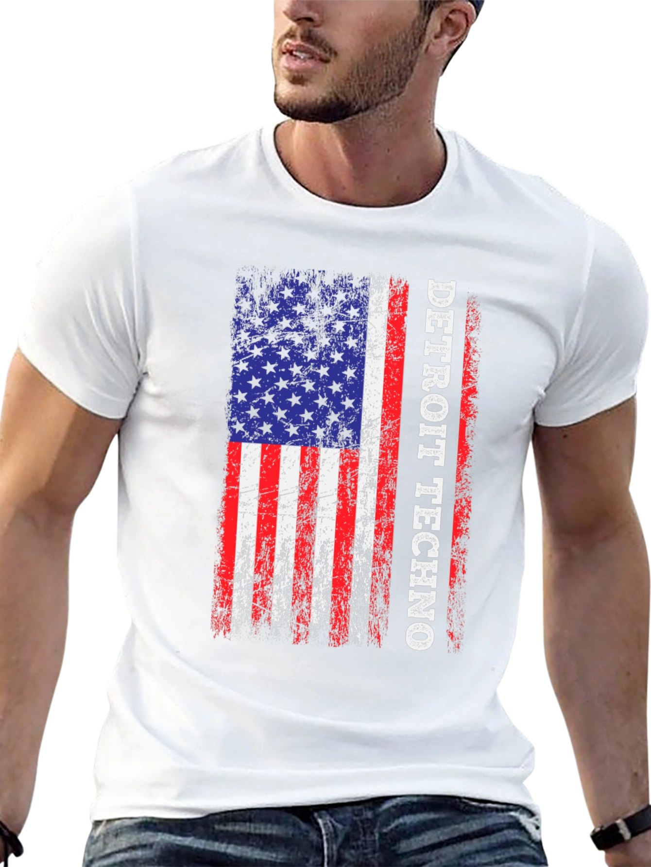 Detroit Techno American Flag Graphic T-Shirt