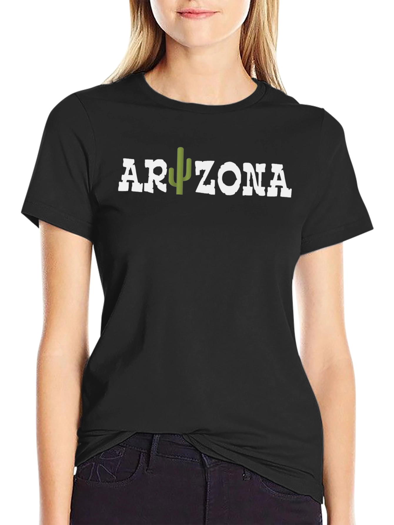 Arizona Cactus Graphic Print Black T-Shirt