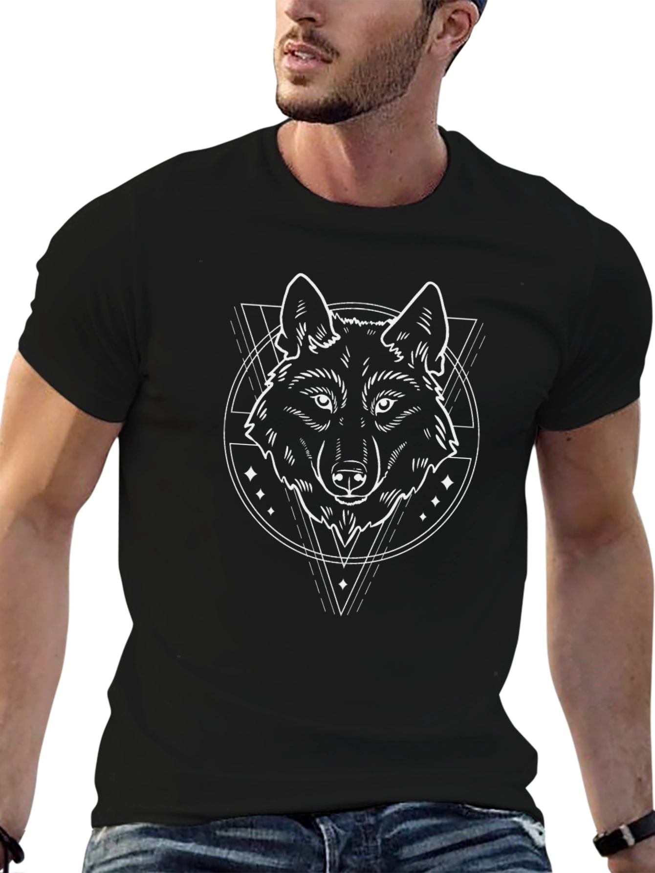 Wolf Graphic Tee - Black Cotton T-Shirt
