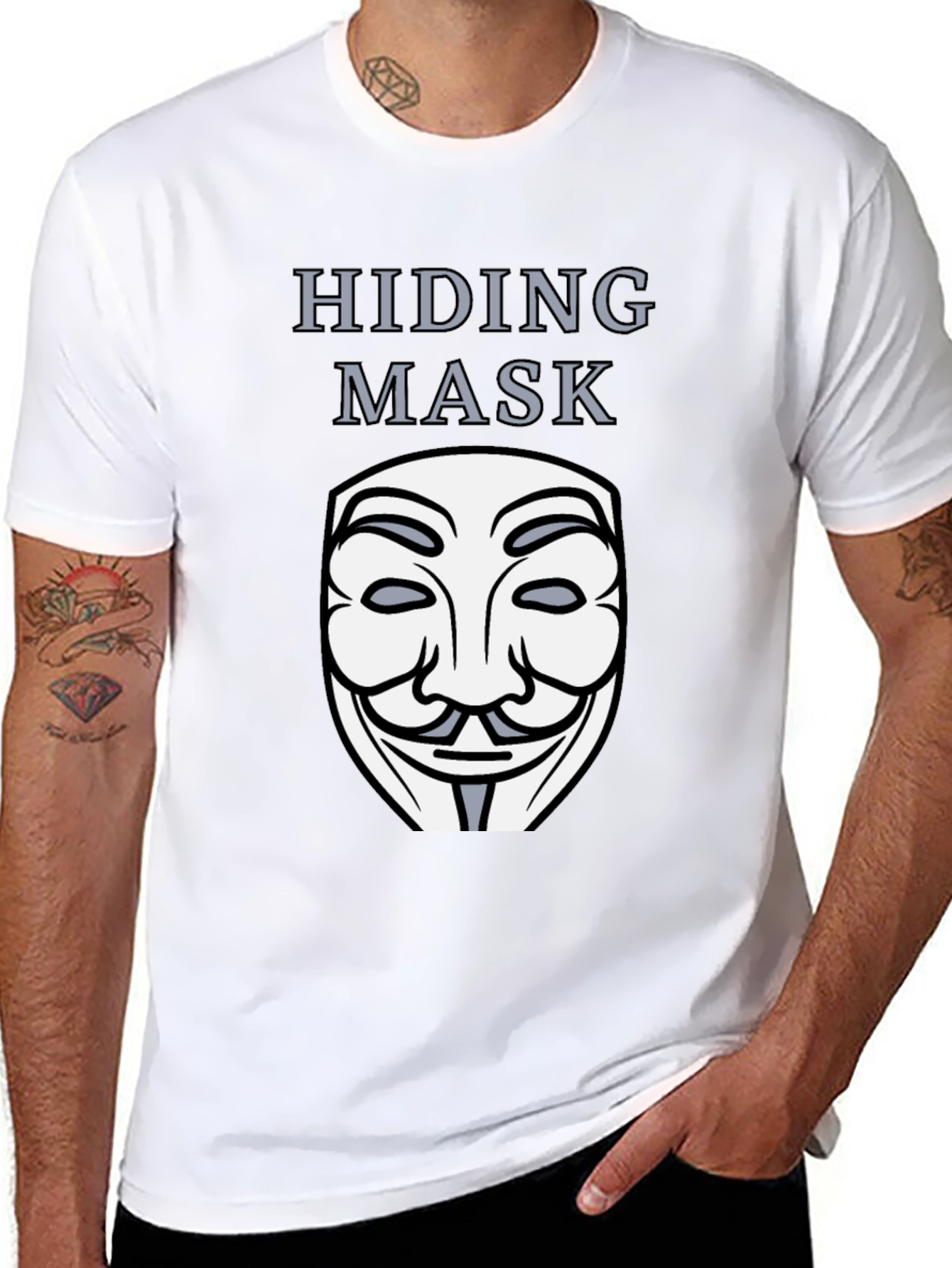 Hiding Mask Graphic Tee - Anonymous Style