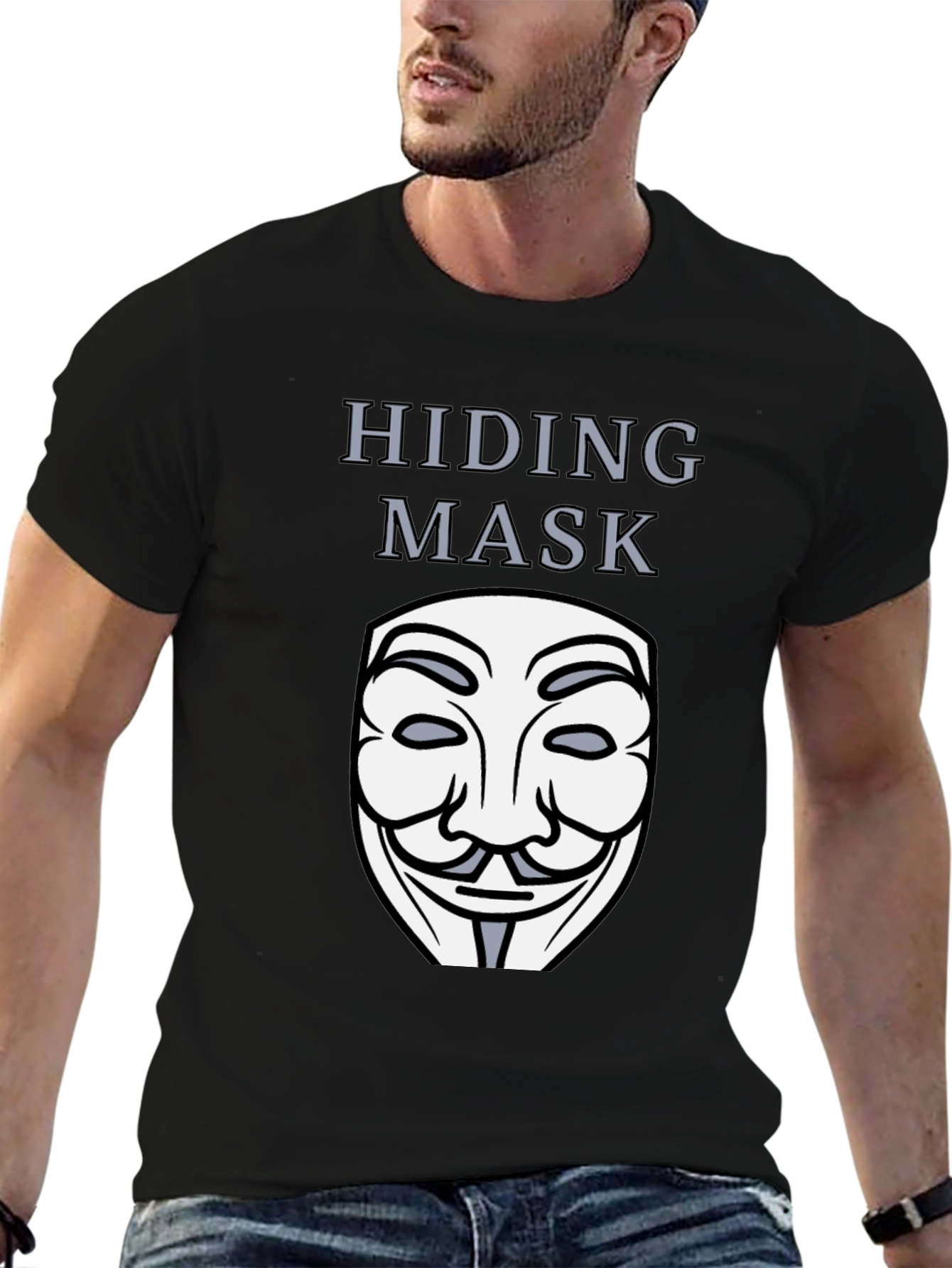 Hiding Mask Graphic Tee - Anonymous Style